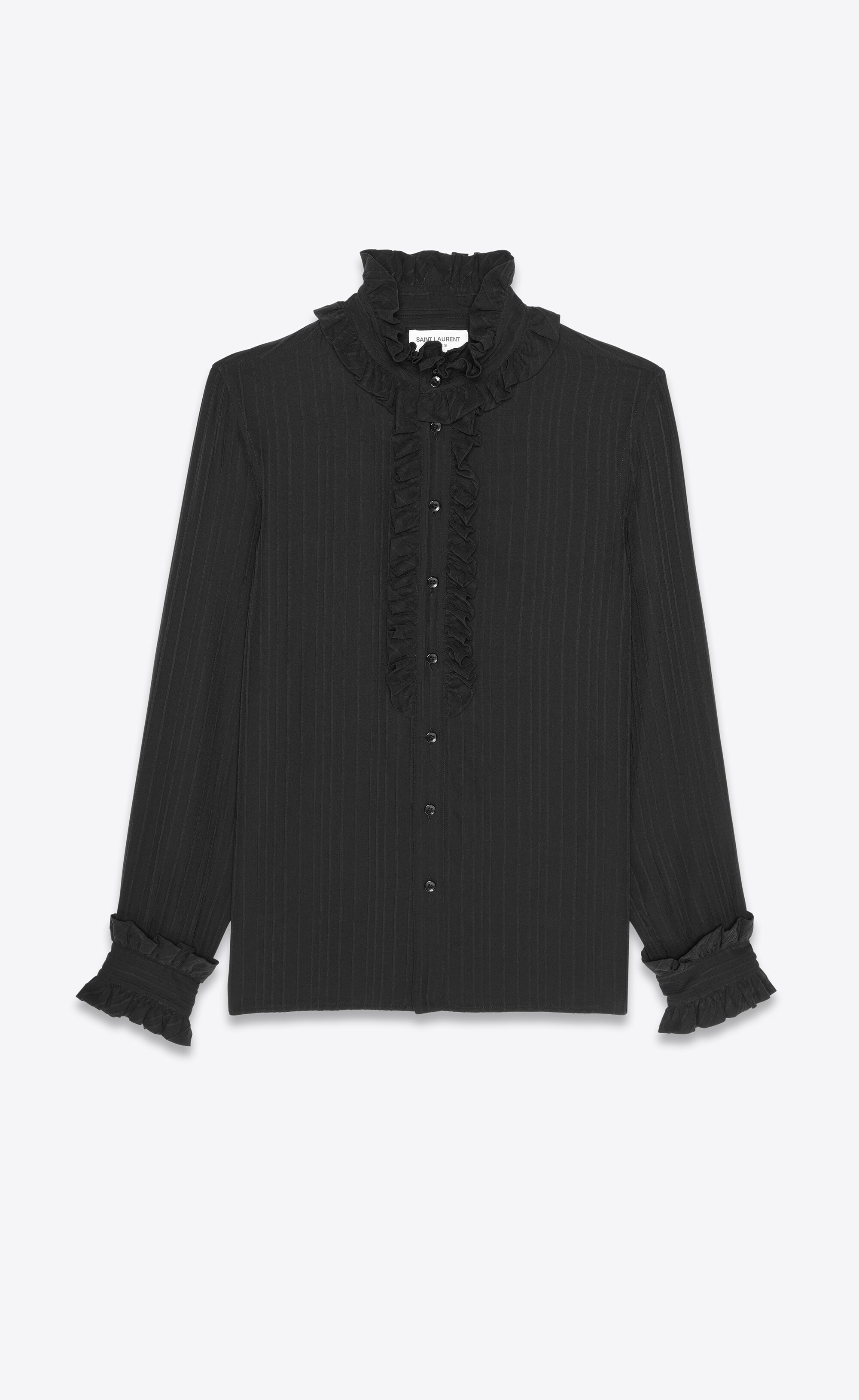 victorian frilled shirt in pleated silk - 1