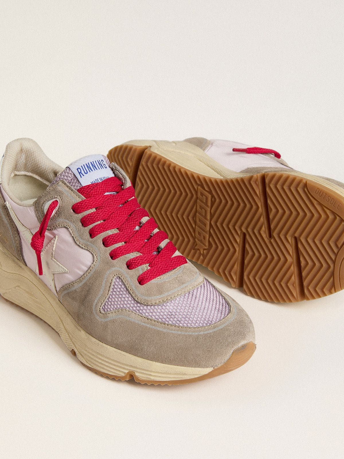Running Sole LTD in pink nylon with white leather star - 3