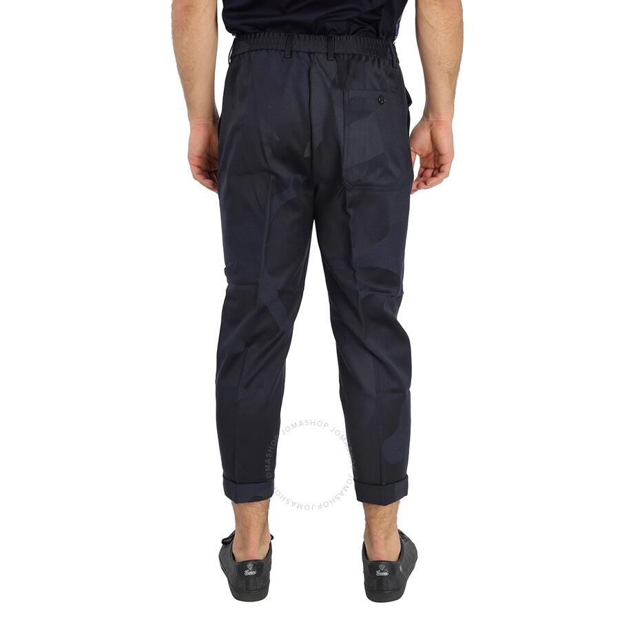 Emporio Armani Men's Blue Camouflage Pants In Wool Blend - 5