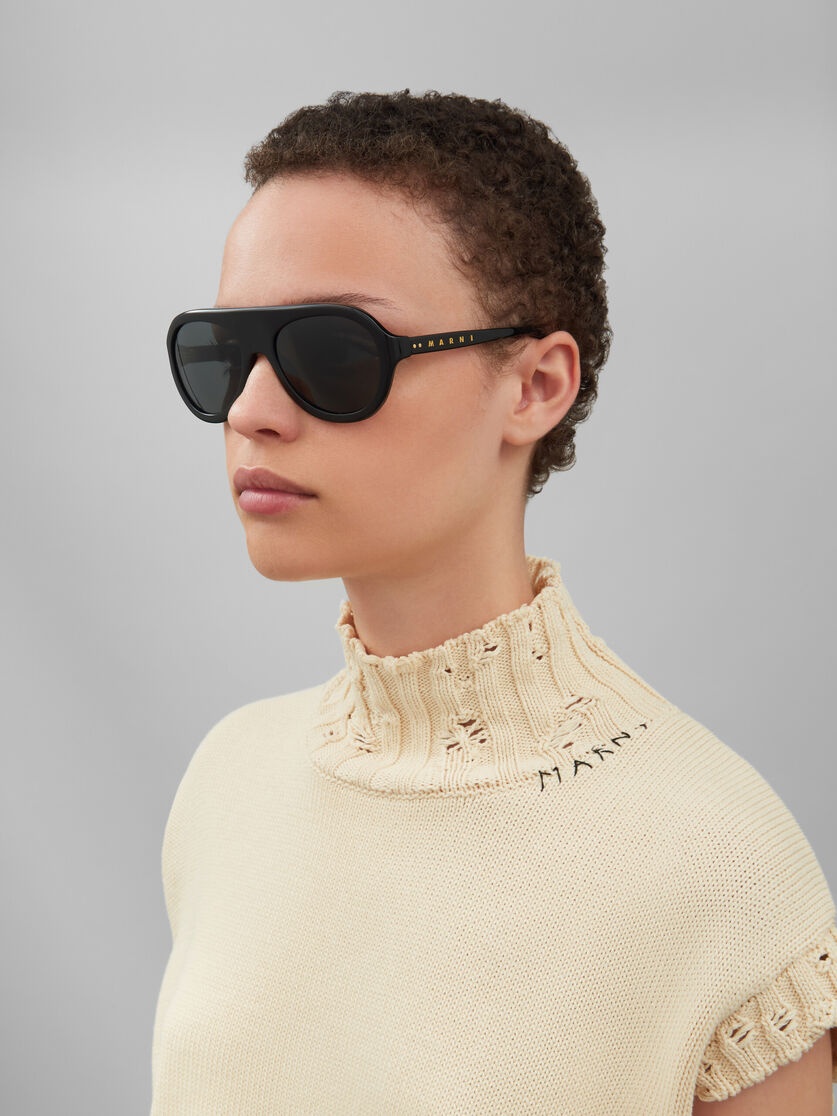 MOUNT TOC BLACK ACETATE AVIATOR SUNGLASSES - 2