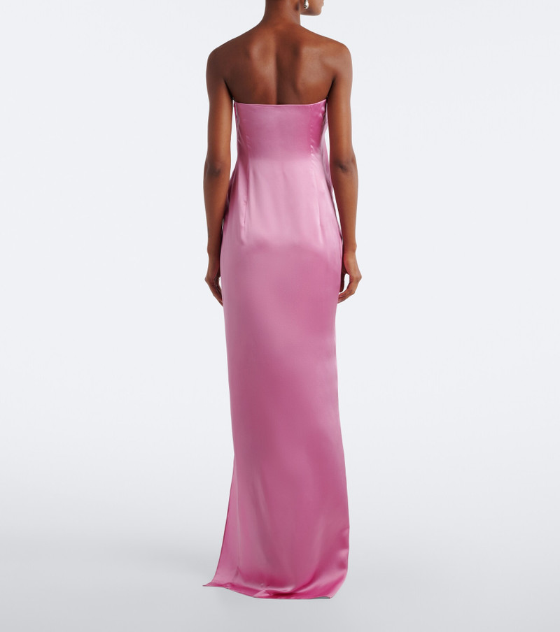 Draped strapless silk satin gown 5