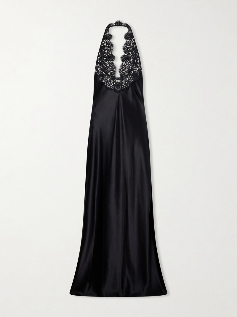 Noemie Lace-trimmed Silk-satin Halterneck Midi Dress 1