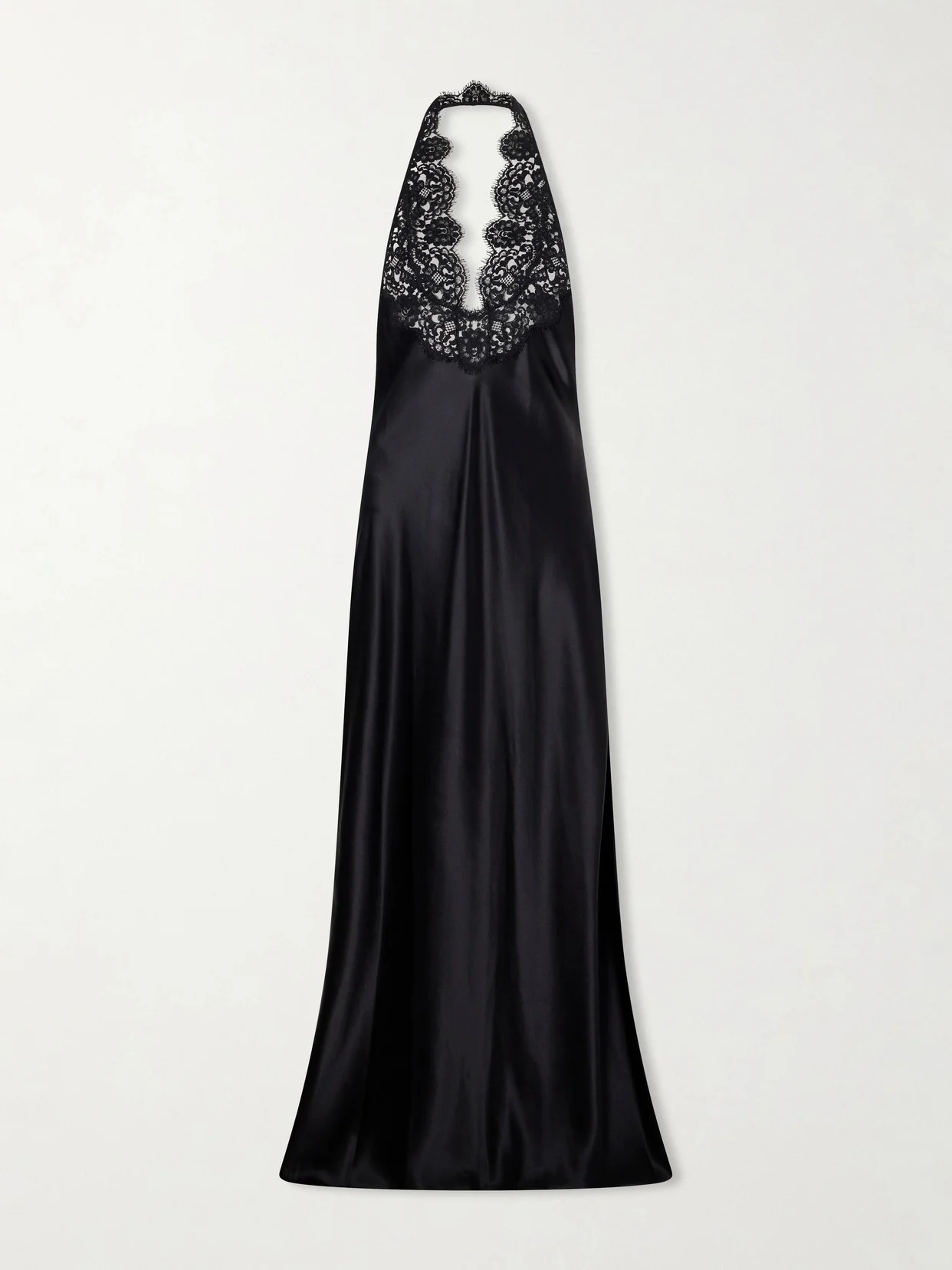 Noemie Lace-trimmed Silk-satin Halterneck Midi Dress - 1