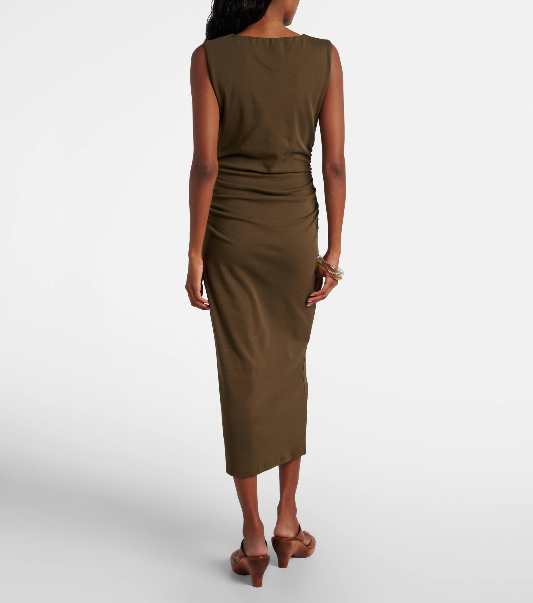 Charissa ruched cotton-blend midi dress - 3