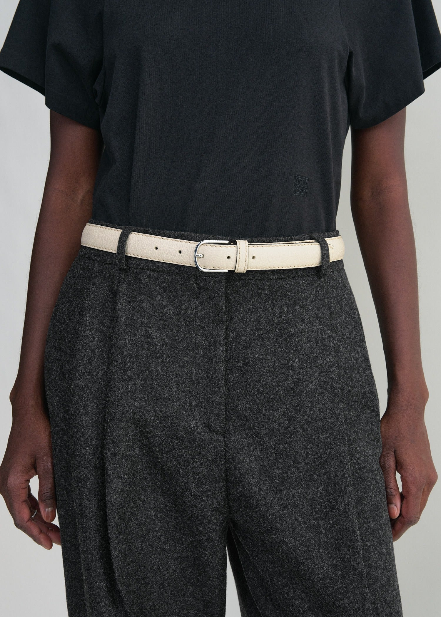 Slim trouser leather belt milk grain - 7
