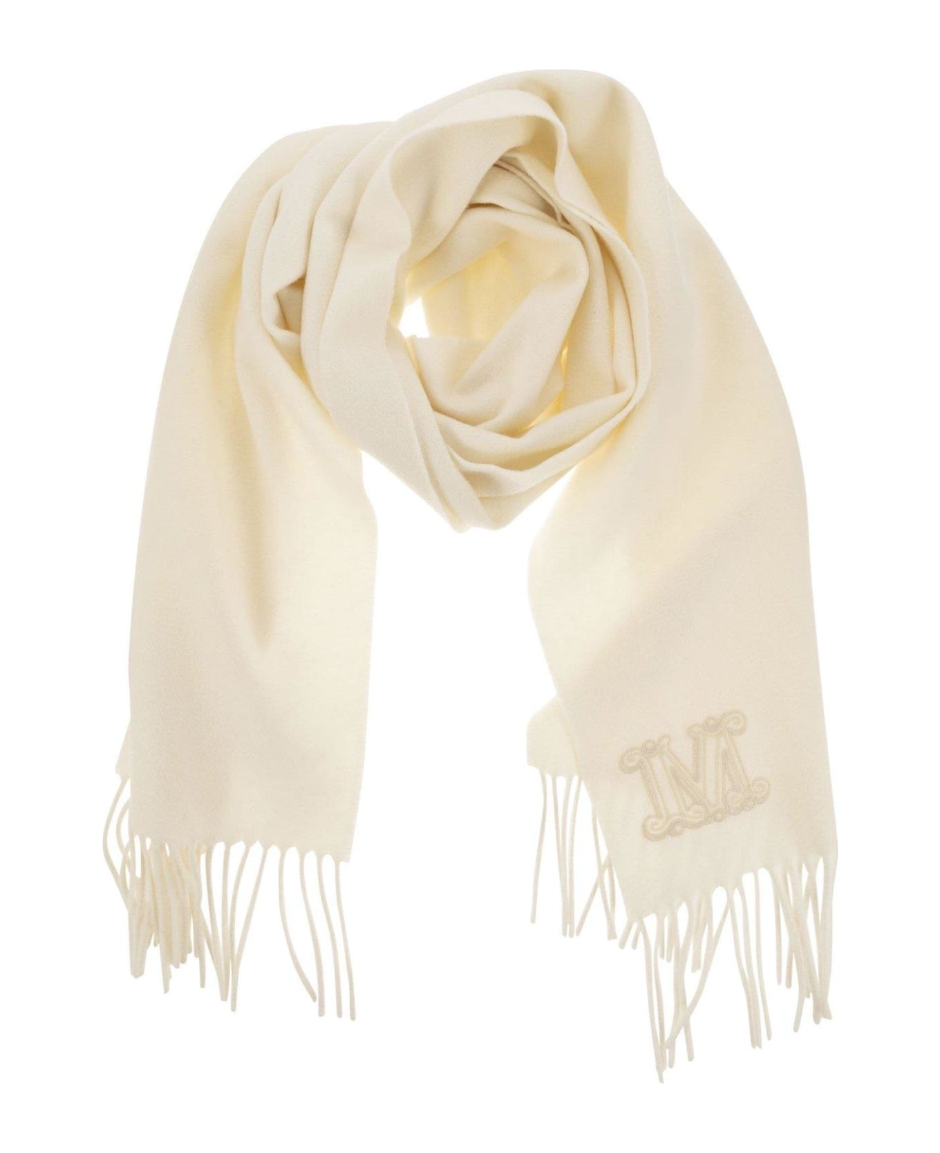 Logo Embroidered Fringed Scarf Max Mara - 1