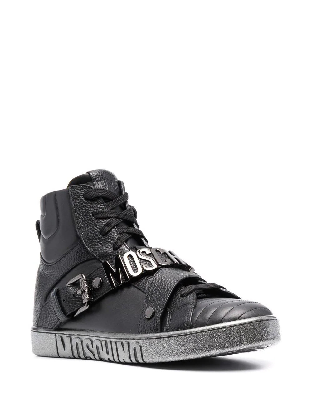 logo-lettering high-top sneakers - 2