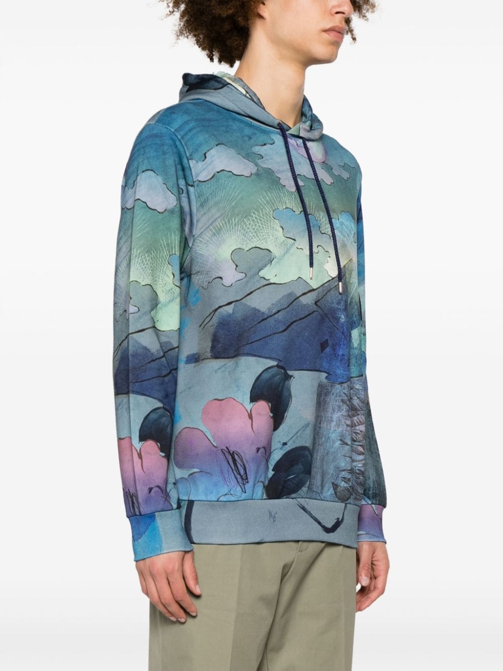 graphic-print cotton hoodie - 3