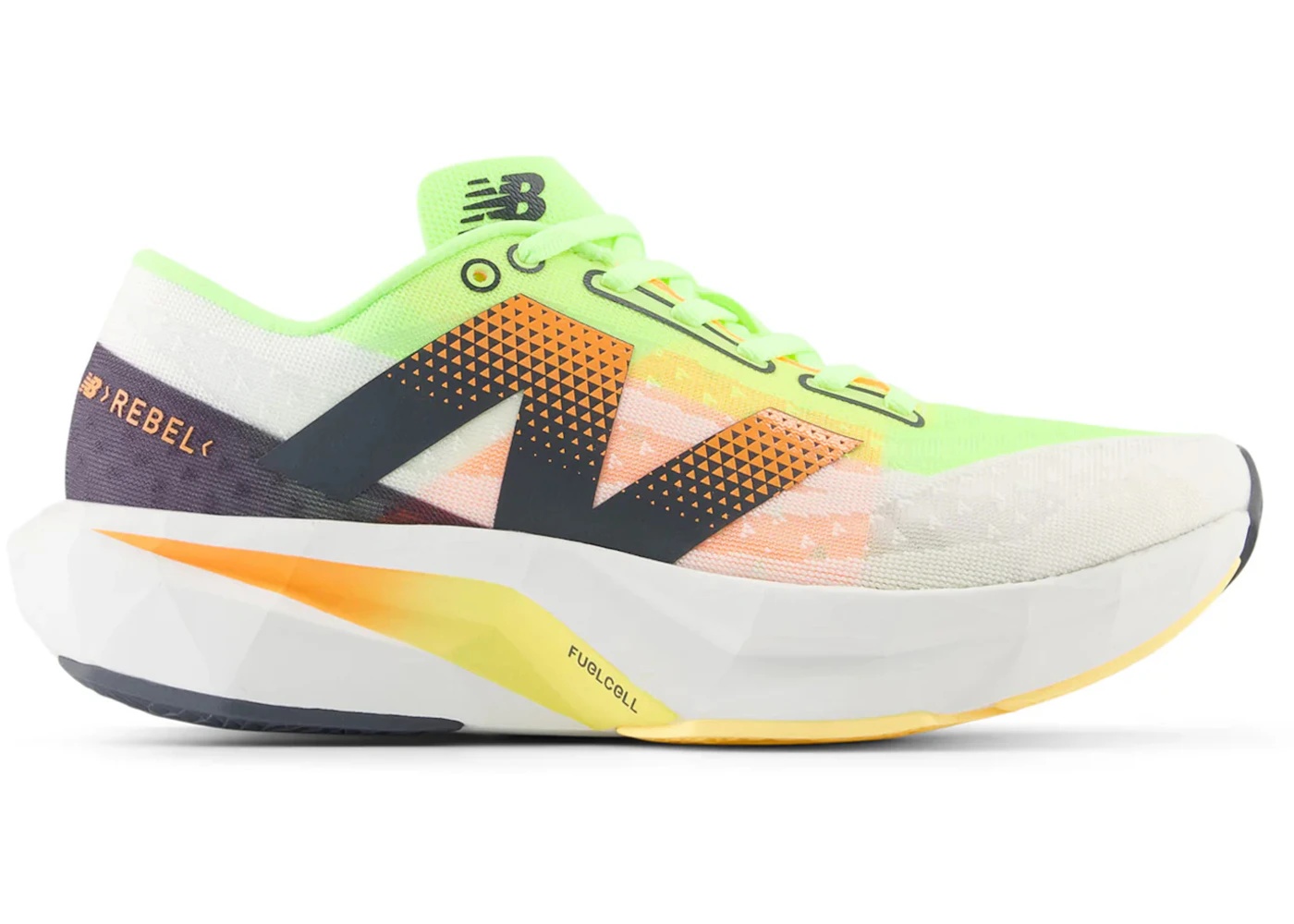 New Balance FuelCell Rebel v4 White Bleached Lime Glow (Women's) - 1