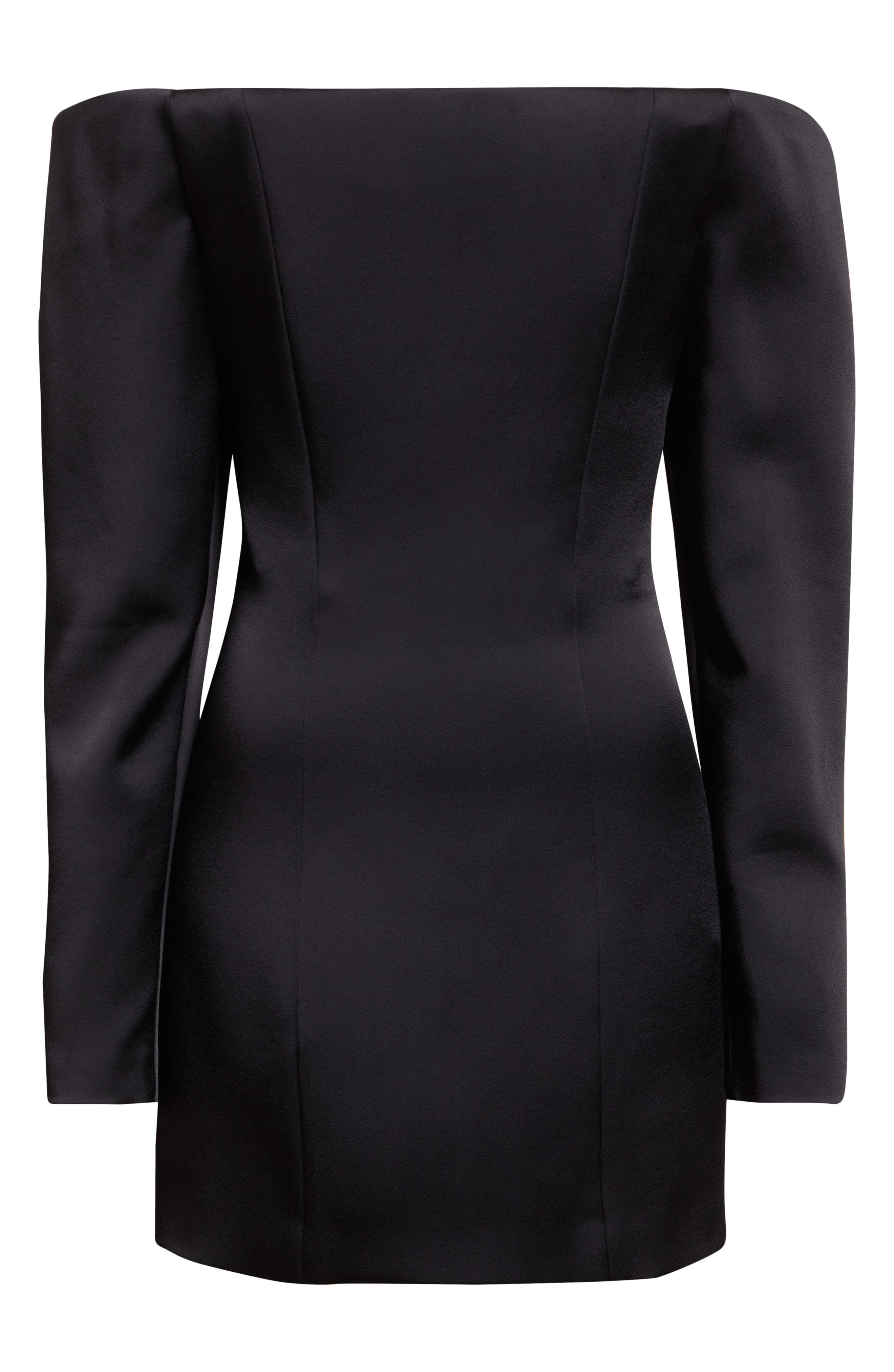 Stella McCartney Off the Shoulder Long Sleeve Satin Minidress in Black at Nordstrom - 5