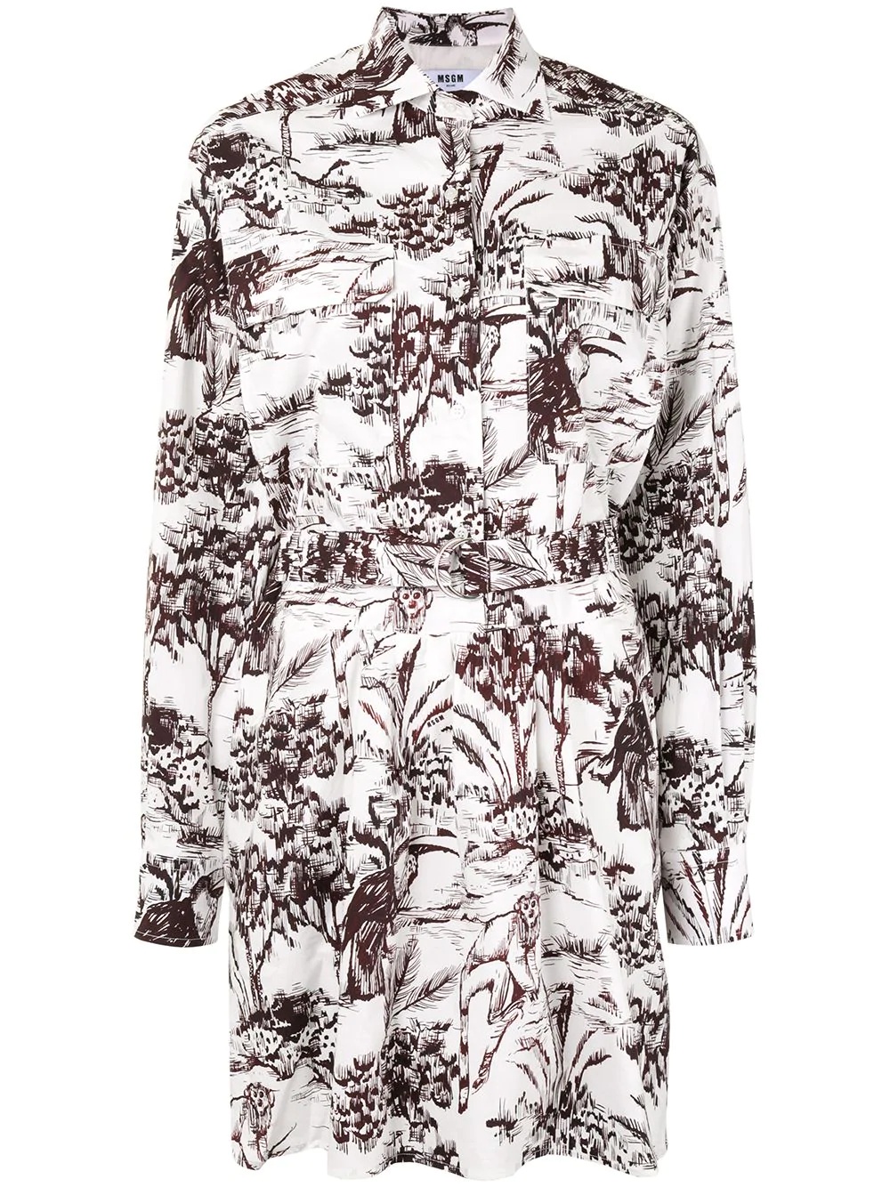 graphic-print cotton shirt dress - 1