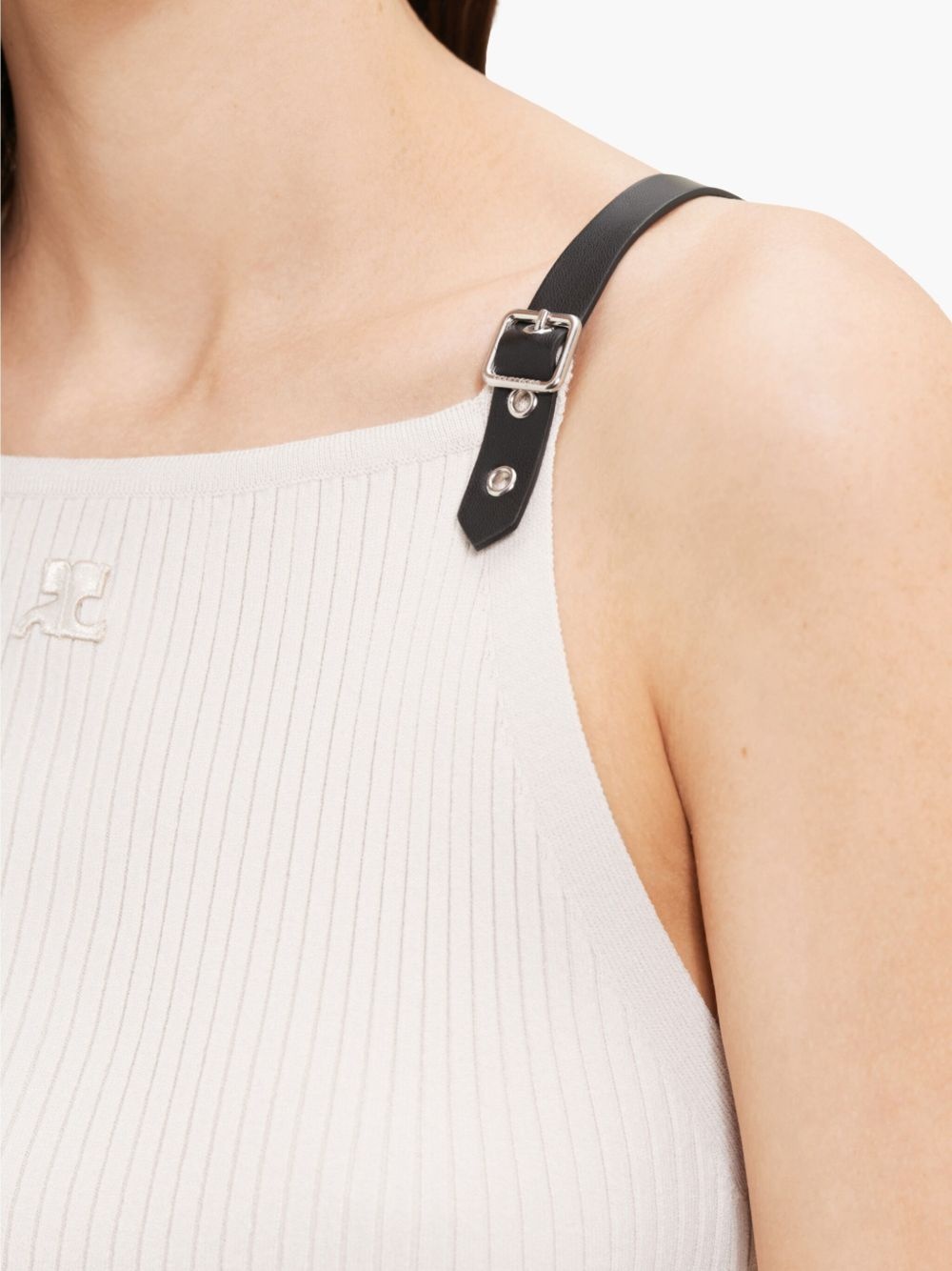 buckle-detail ribbed tank top - 3