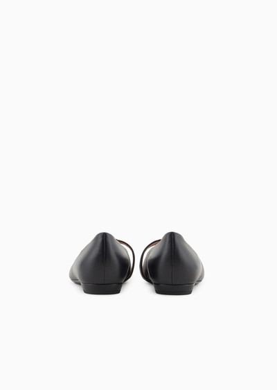 EMPORIO ARMANI Nappa-leather pointed-toe ballerinas with eagle plate outlook