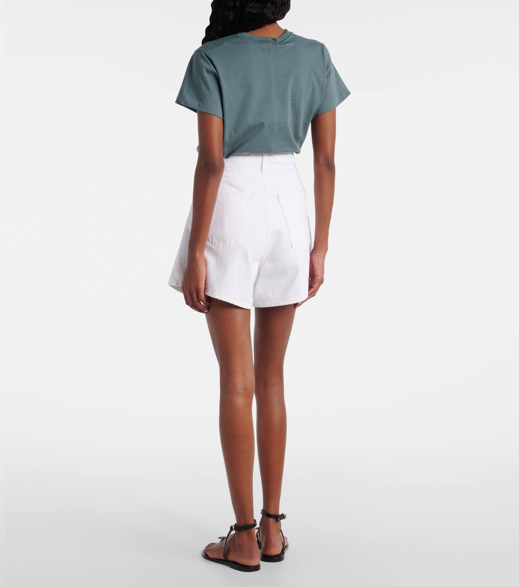 Rhoda pleated high-rise denim shorts - 3