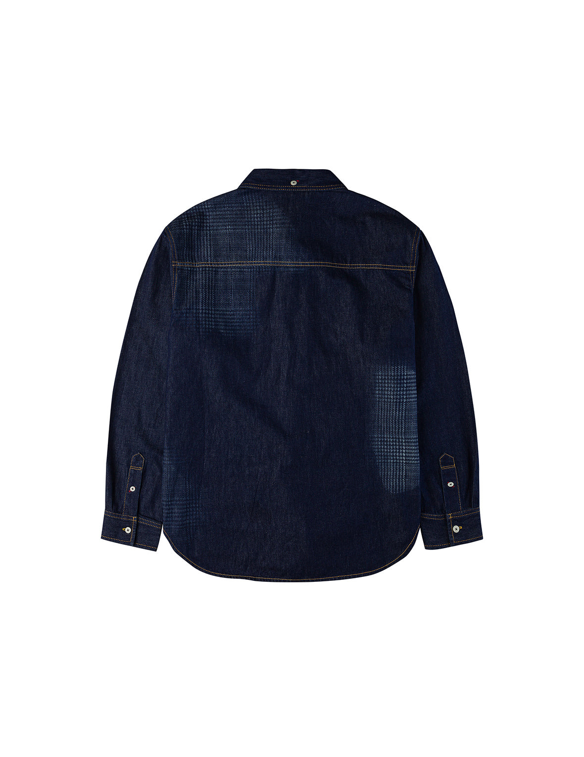 Handbrush Houndstooth Print Relax Fit Denim Shirt - 2