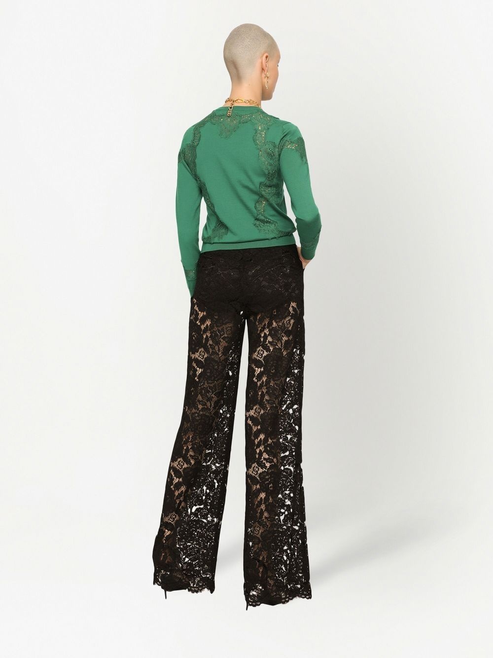lace-inserts fine-knit jumper - 4