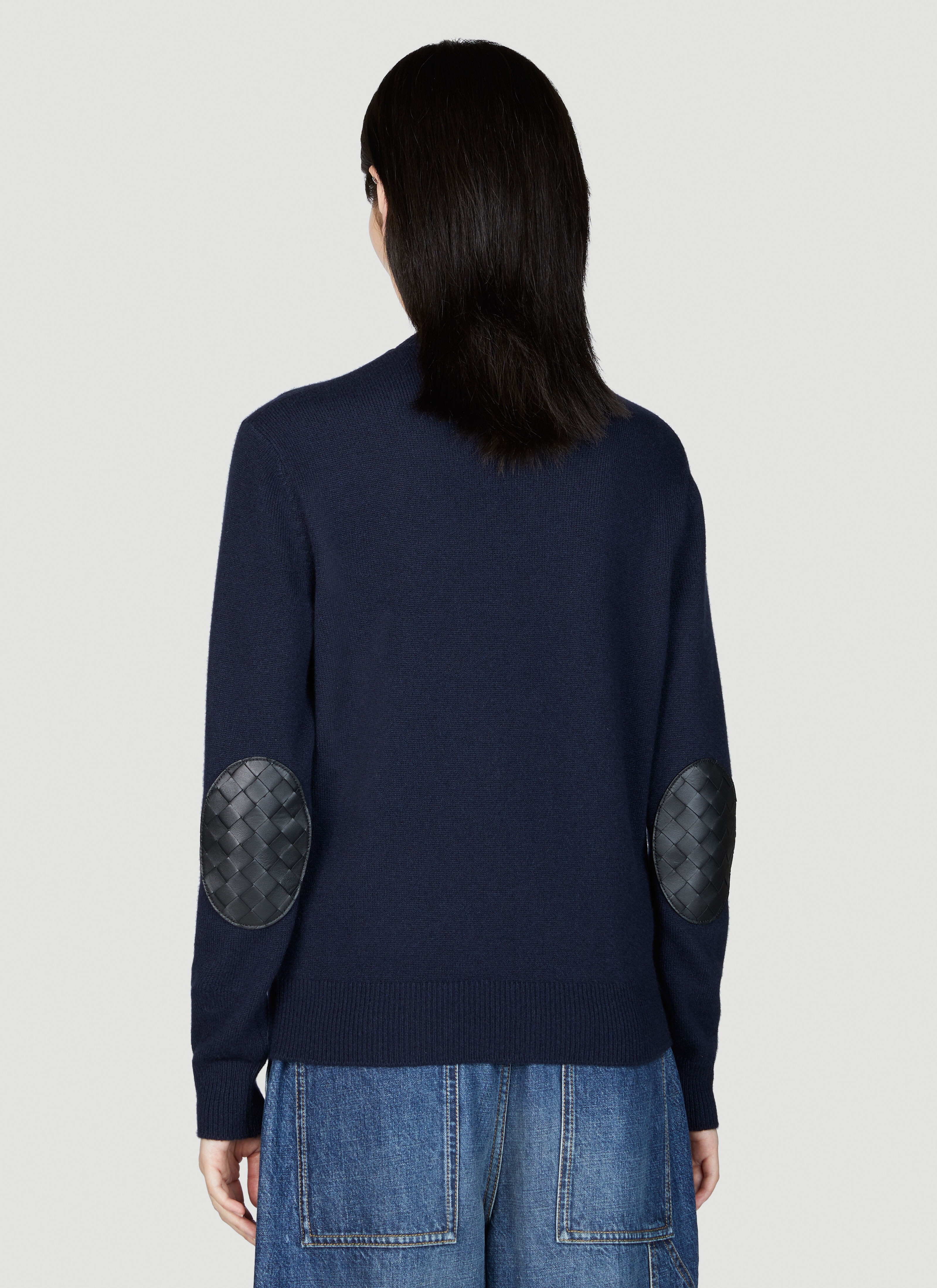 Leather Elbows Cashmere Sweater - 4