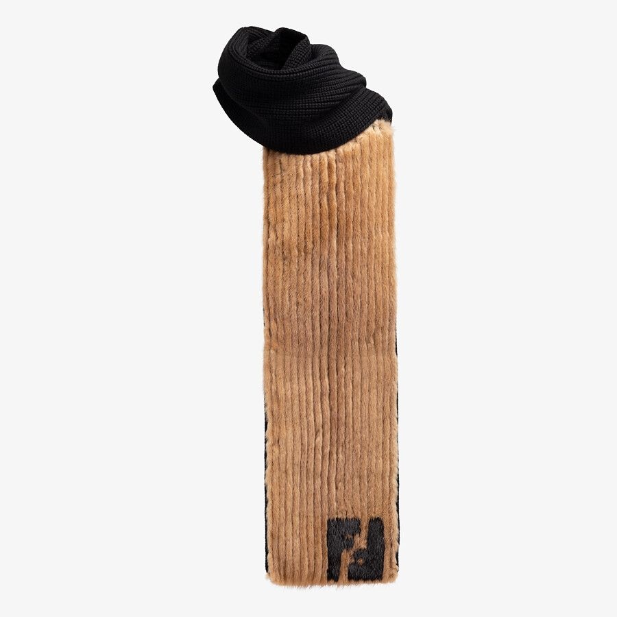Two-tone mink and knit scarf - 2