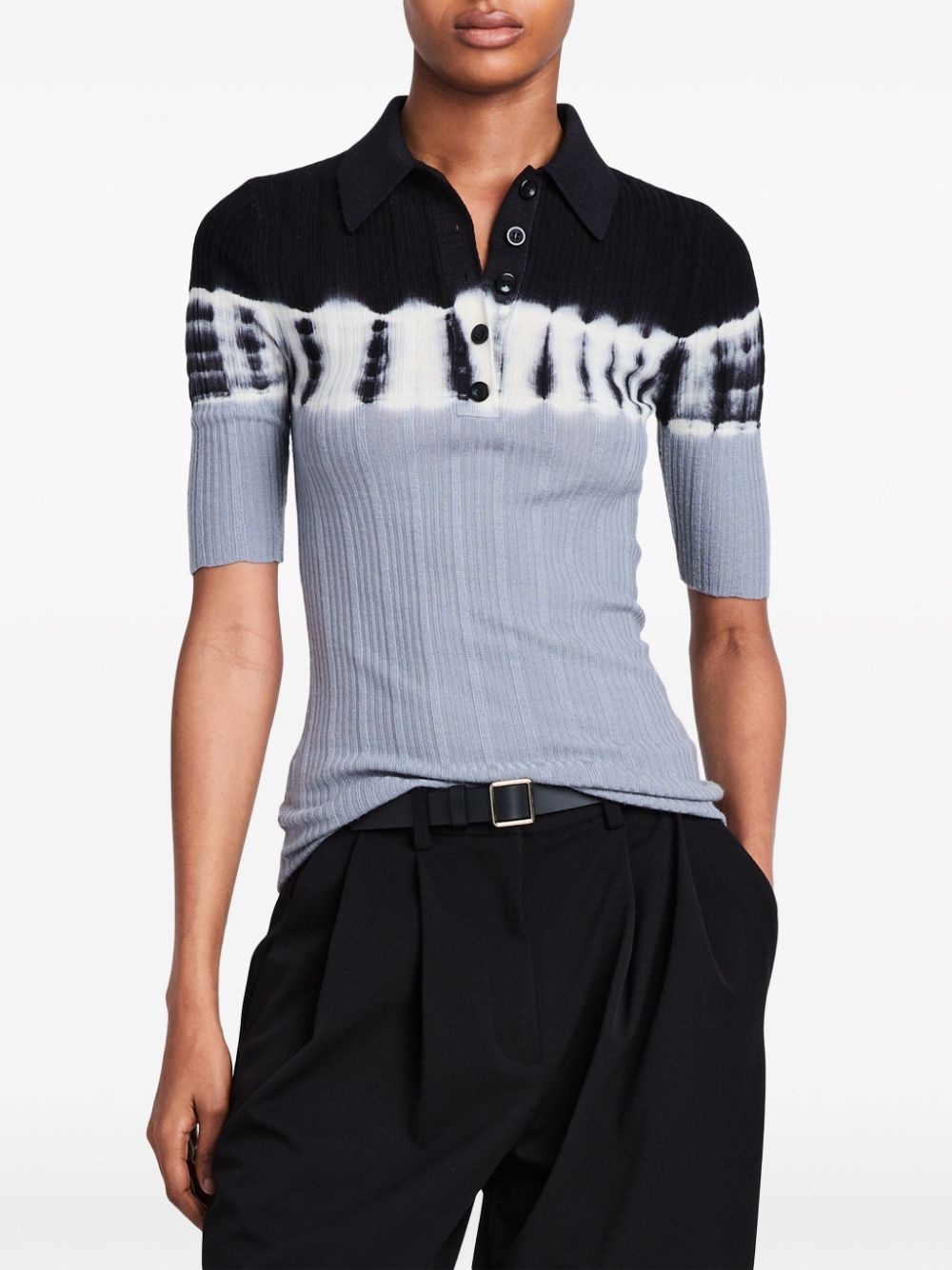 two-tone wool polo shirt - 5