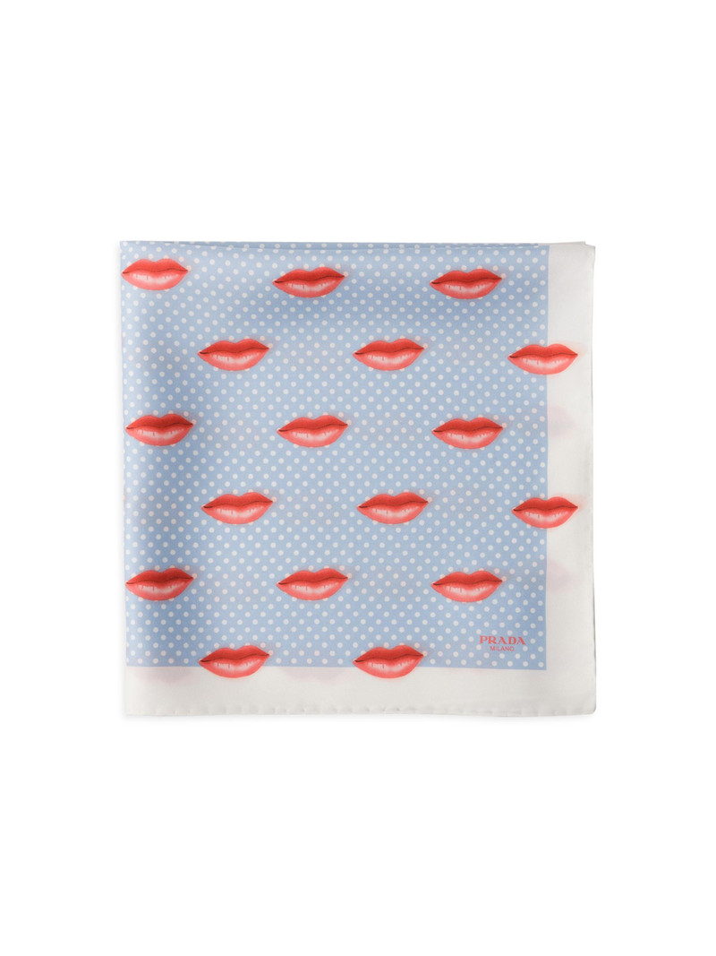 Women's Printed Silk Twill Scarf - Blue 1