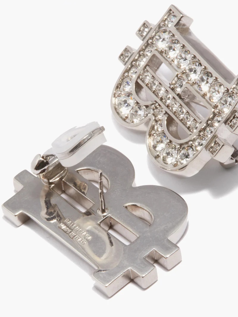 【BALENCIAGA】695101 B-Coin Earring BALENCIAGA B-Coin crystal-embellished earrings