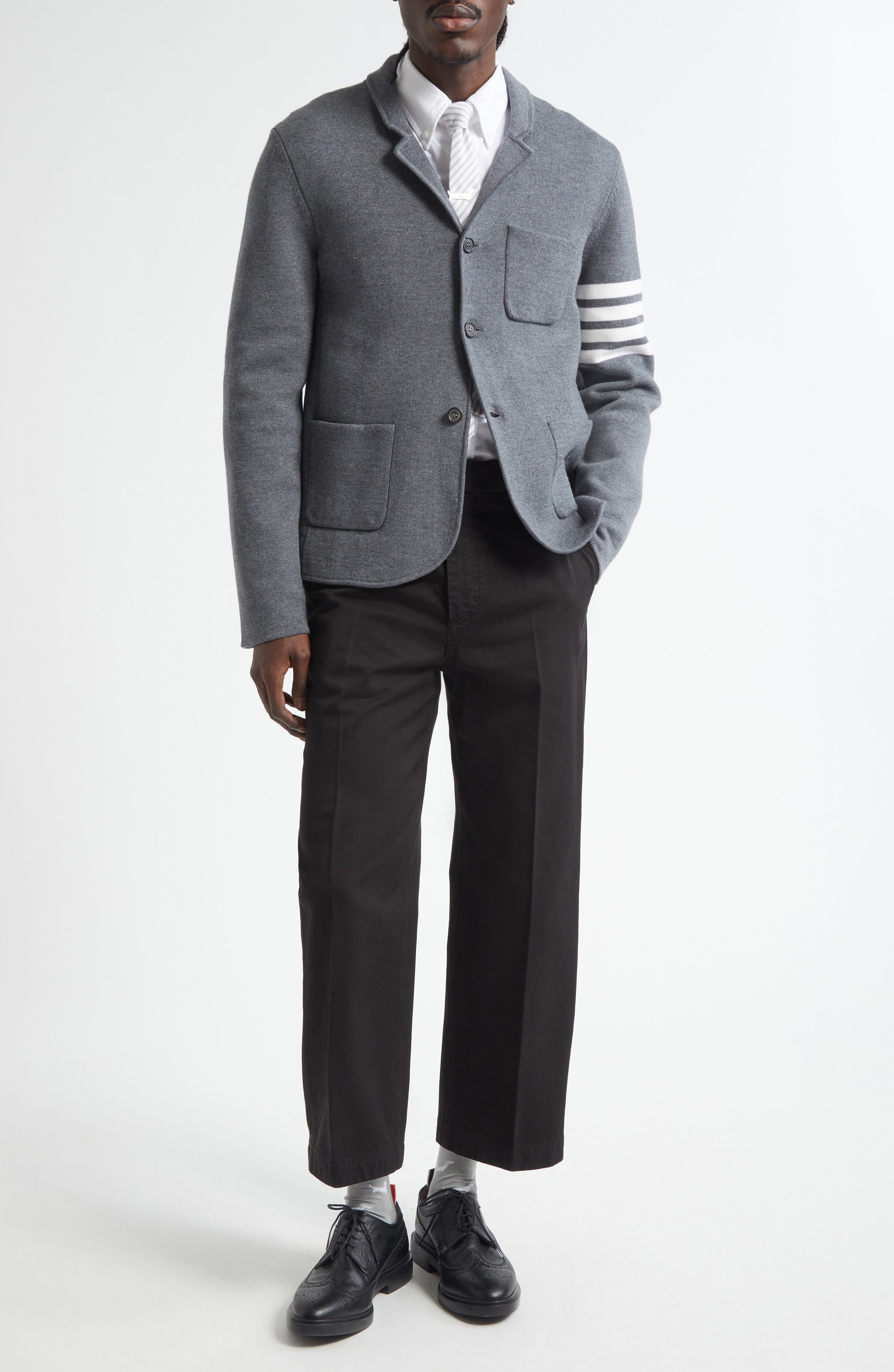 Thom Browne Cotton Twill Crop Chinos in Black at Nordstrom - 2