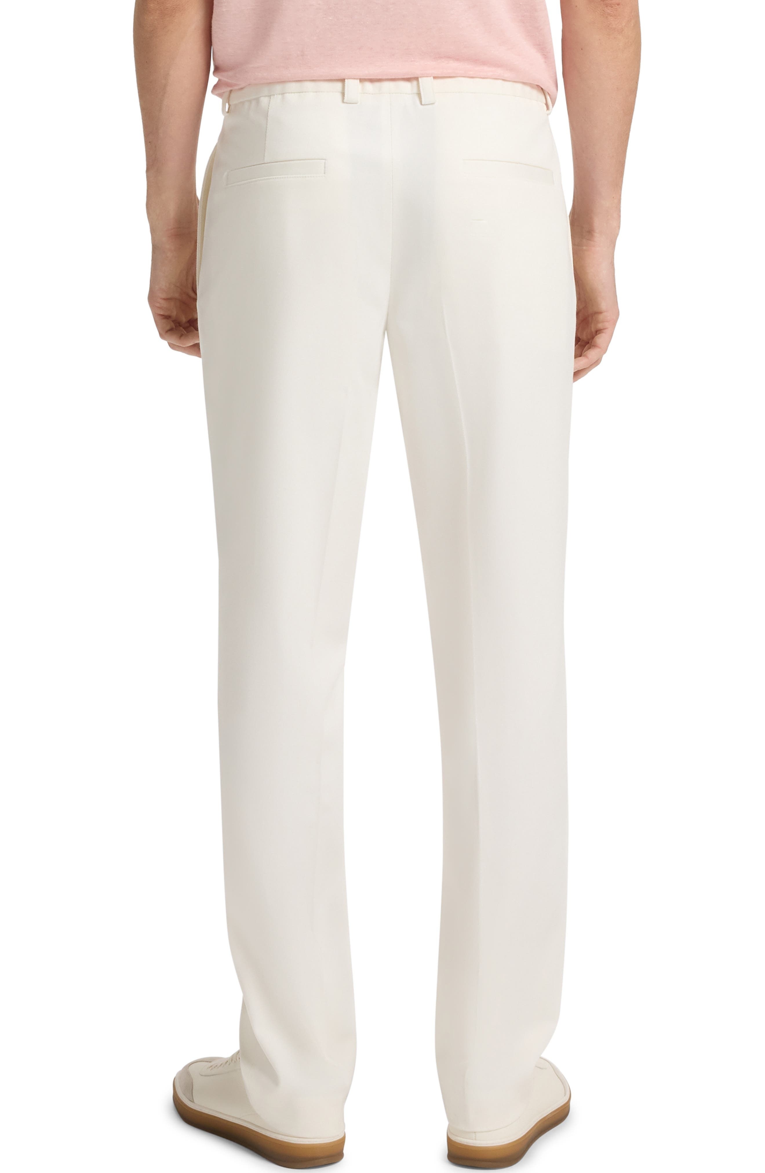 BOSS Pleated Cotton Stretch Twill Dress Pants in White at Nordstrom - 3