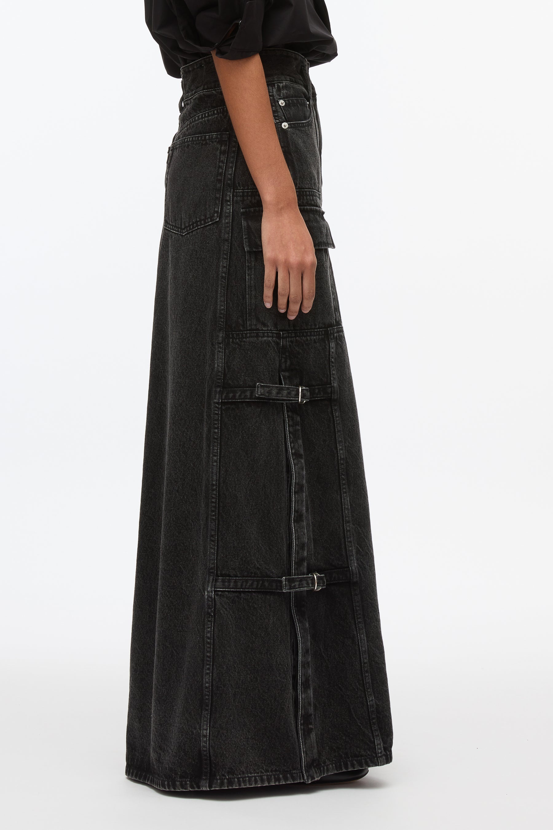 Denim Cargo Maxi Skirt - 4