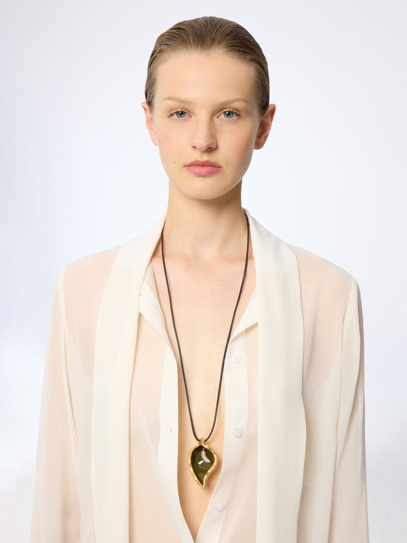 NINA RICCI Khaki Calla Flower Necklace outlook