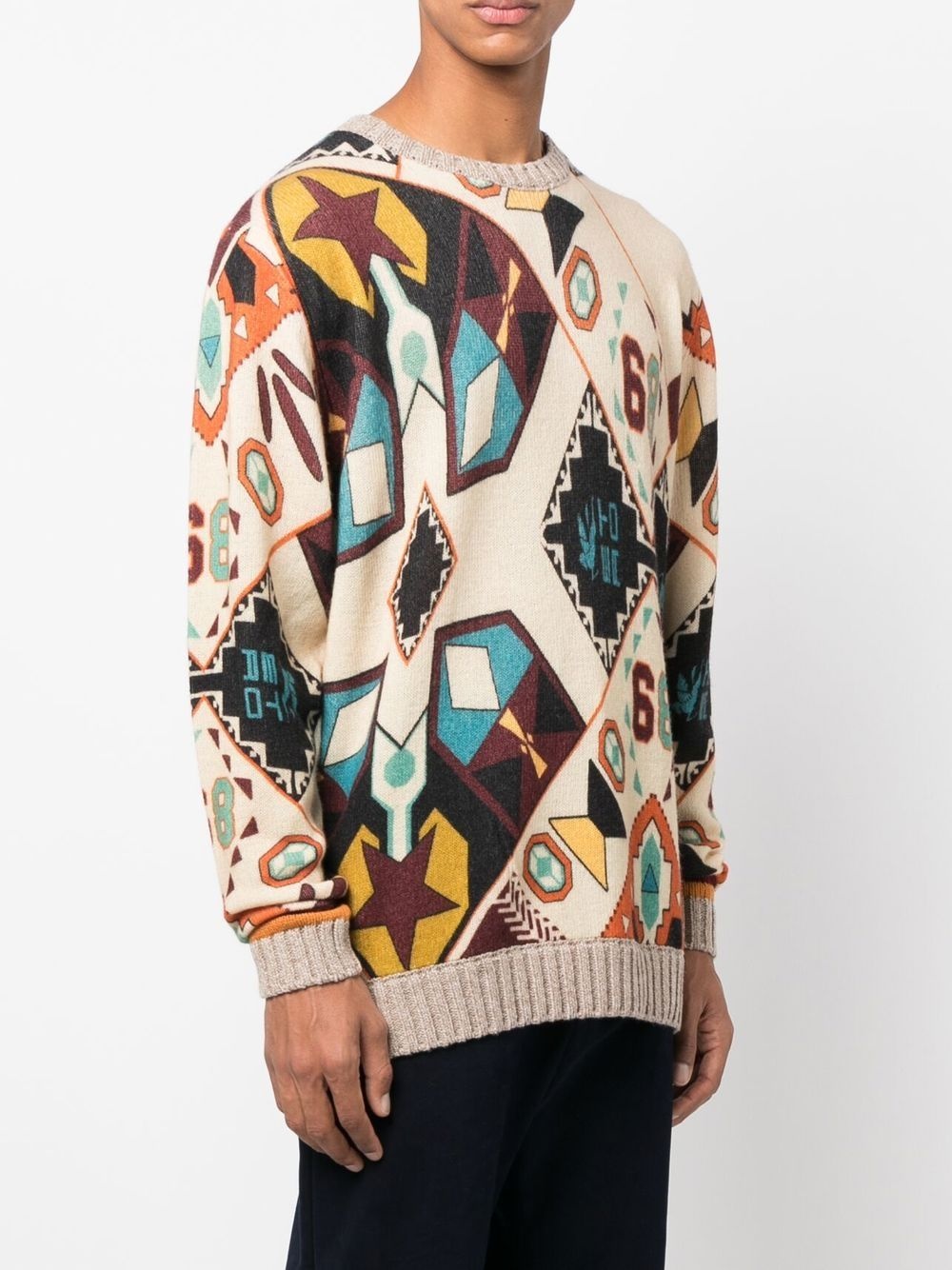 abstract-print woollen jumper - 3