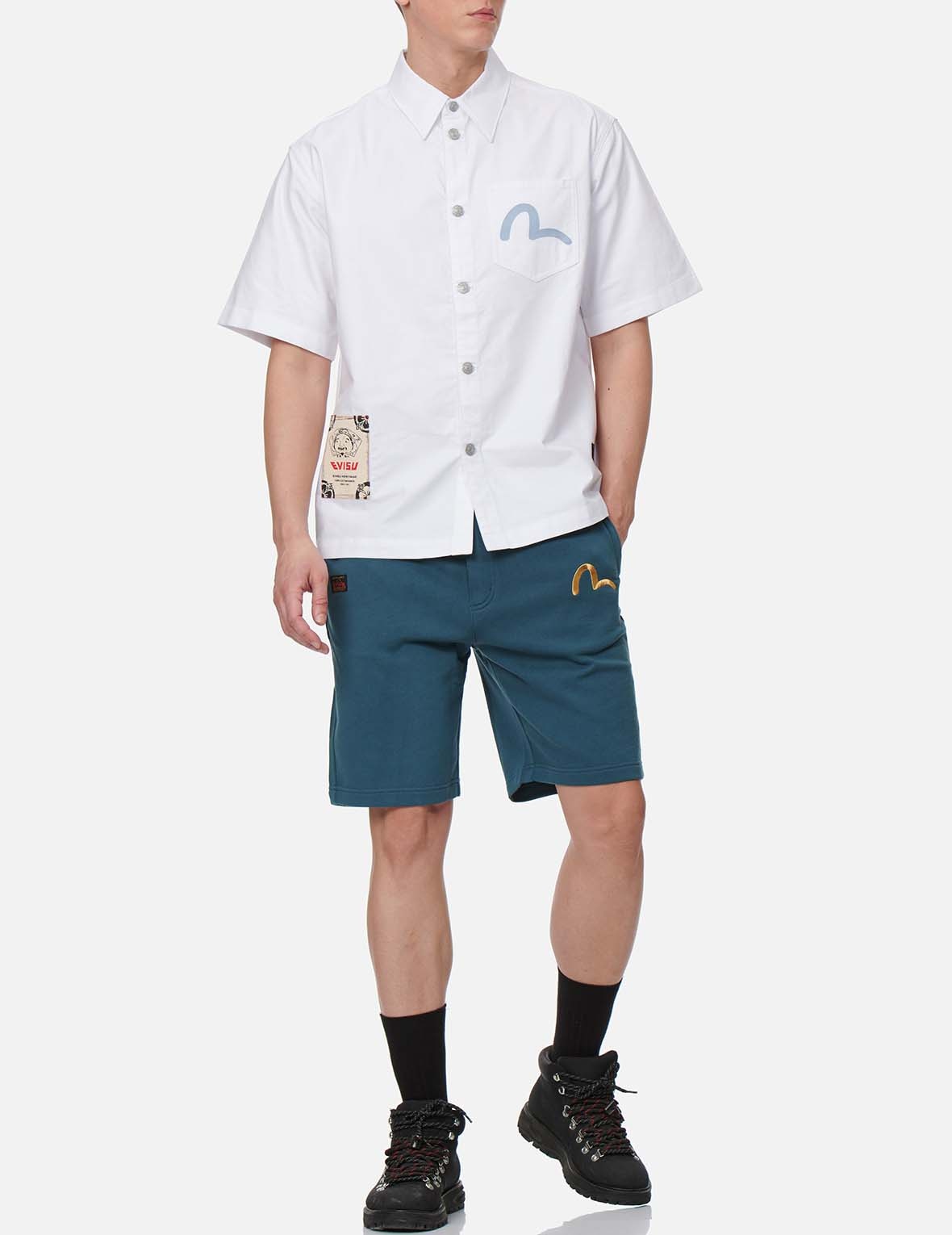 KAMON PRINT AND EMBROIDERY SWEAT SHORTS - 6