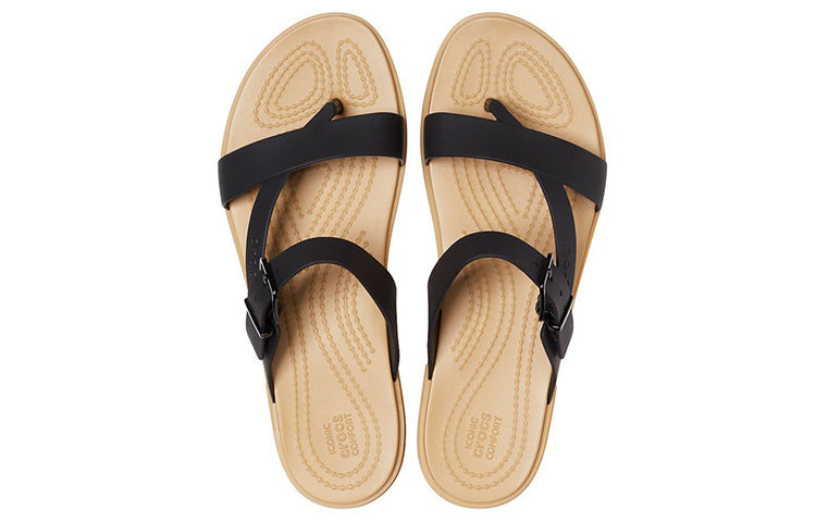 (WMNS) Crocs Minimalistic Cozy Sports Slippers Black Brown 206108-00W - 6