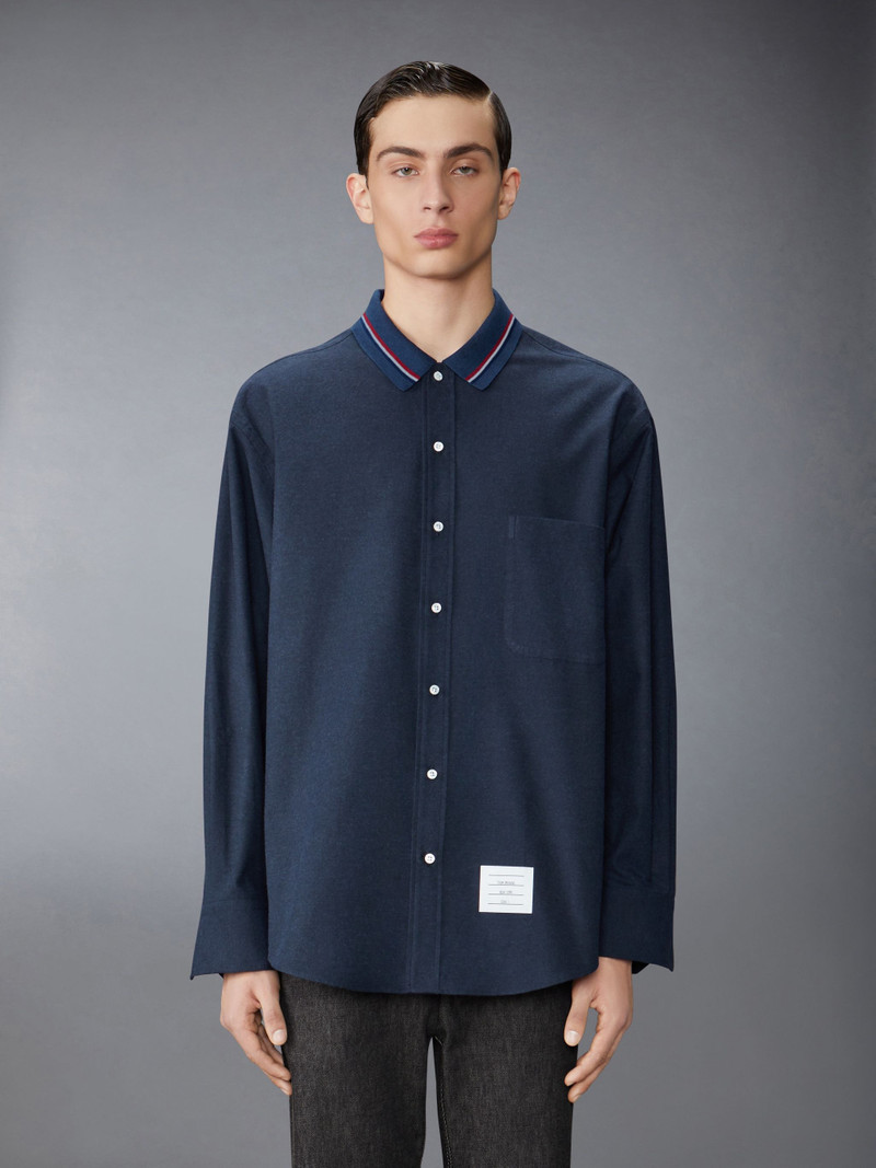 Stripe Cotton Flannel Oversized Shirt - 1