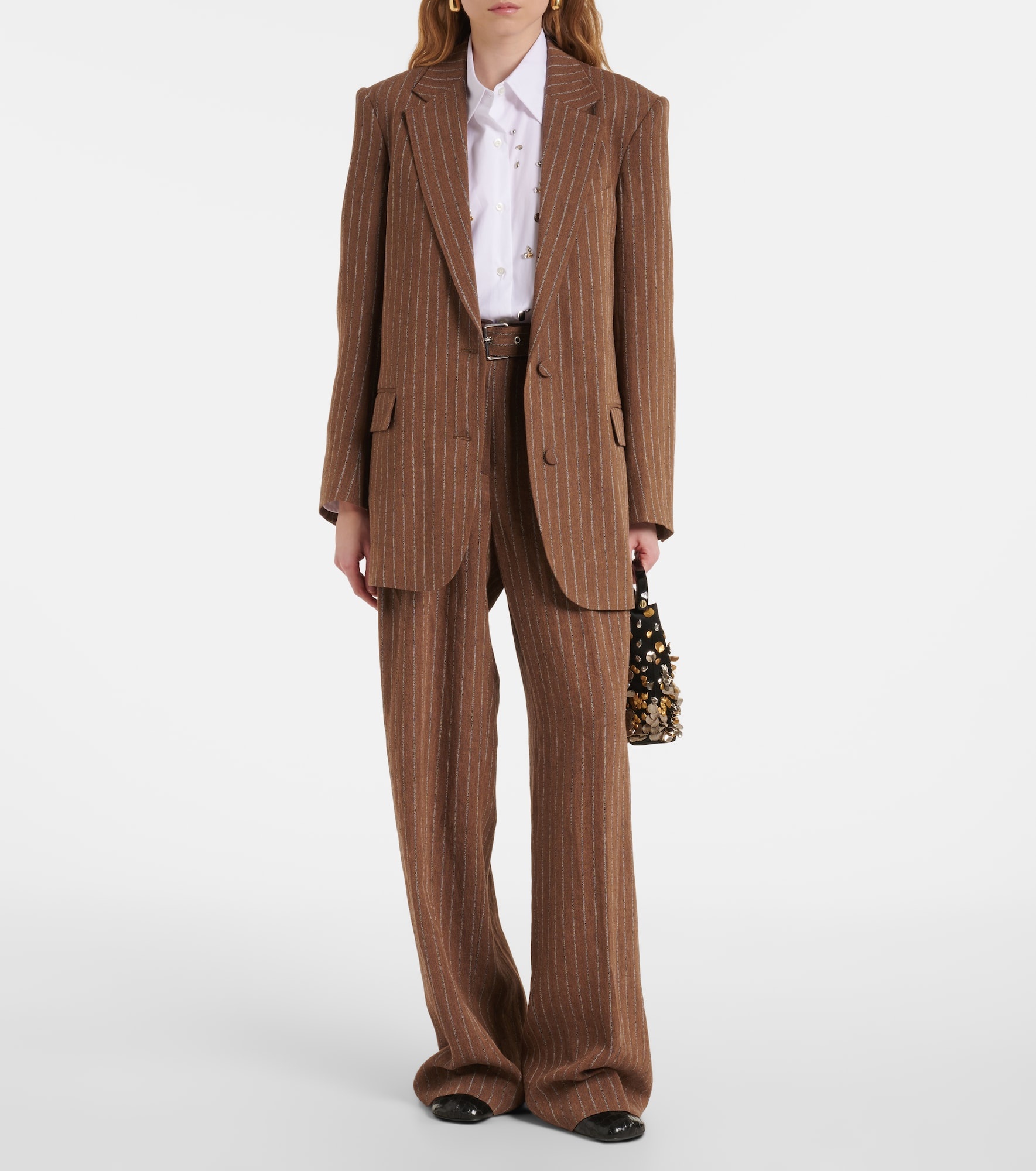 Striped linen-blend blazer - 2
