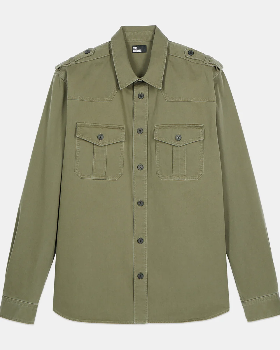 KHAKI OFFICER STYLE OVERSHIRT - 1