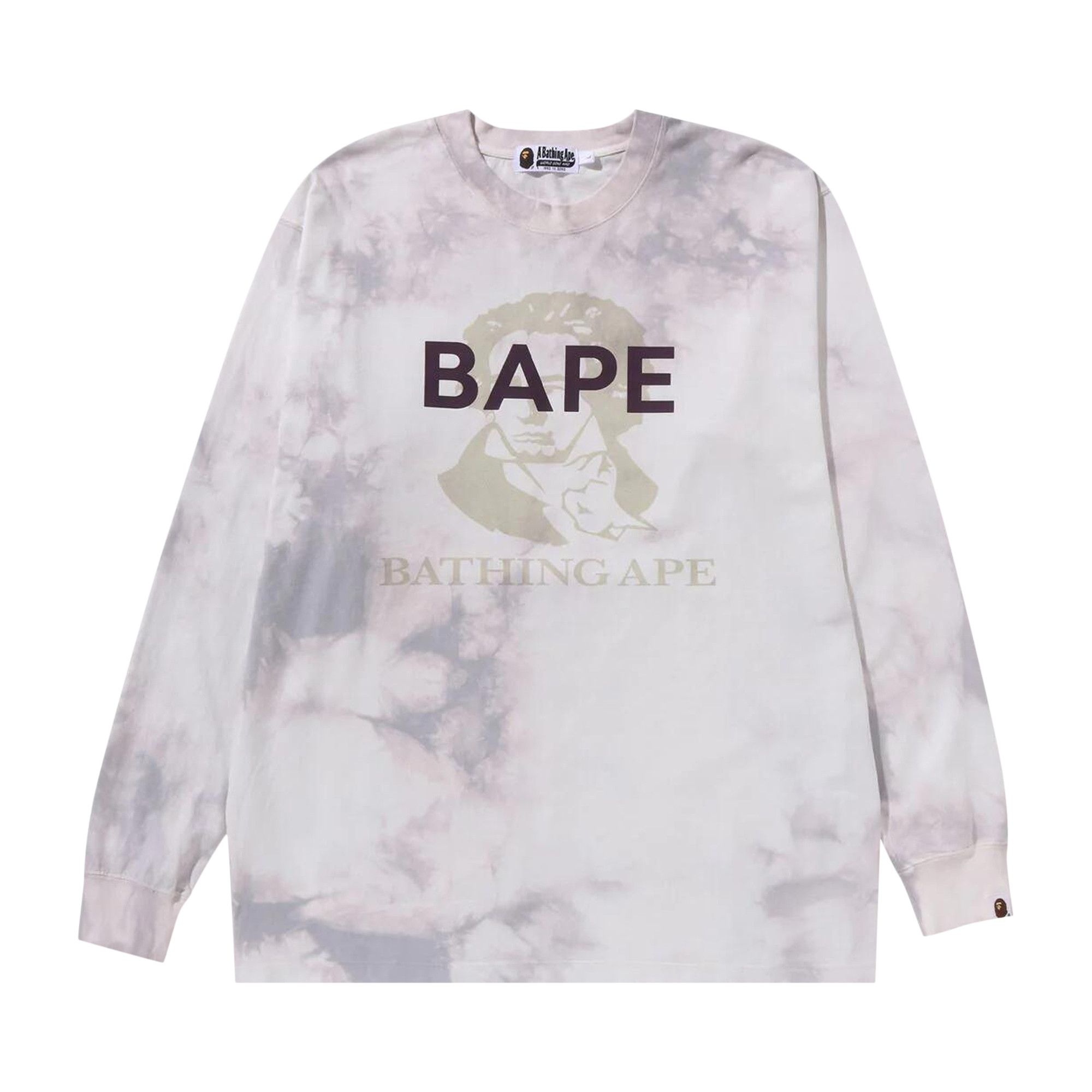 BAPE Tie Dye Bathing Ape Long-Sleeve Tee 'White' - 1