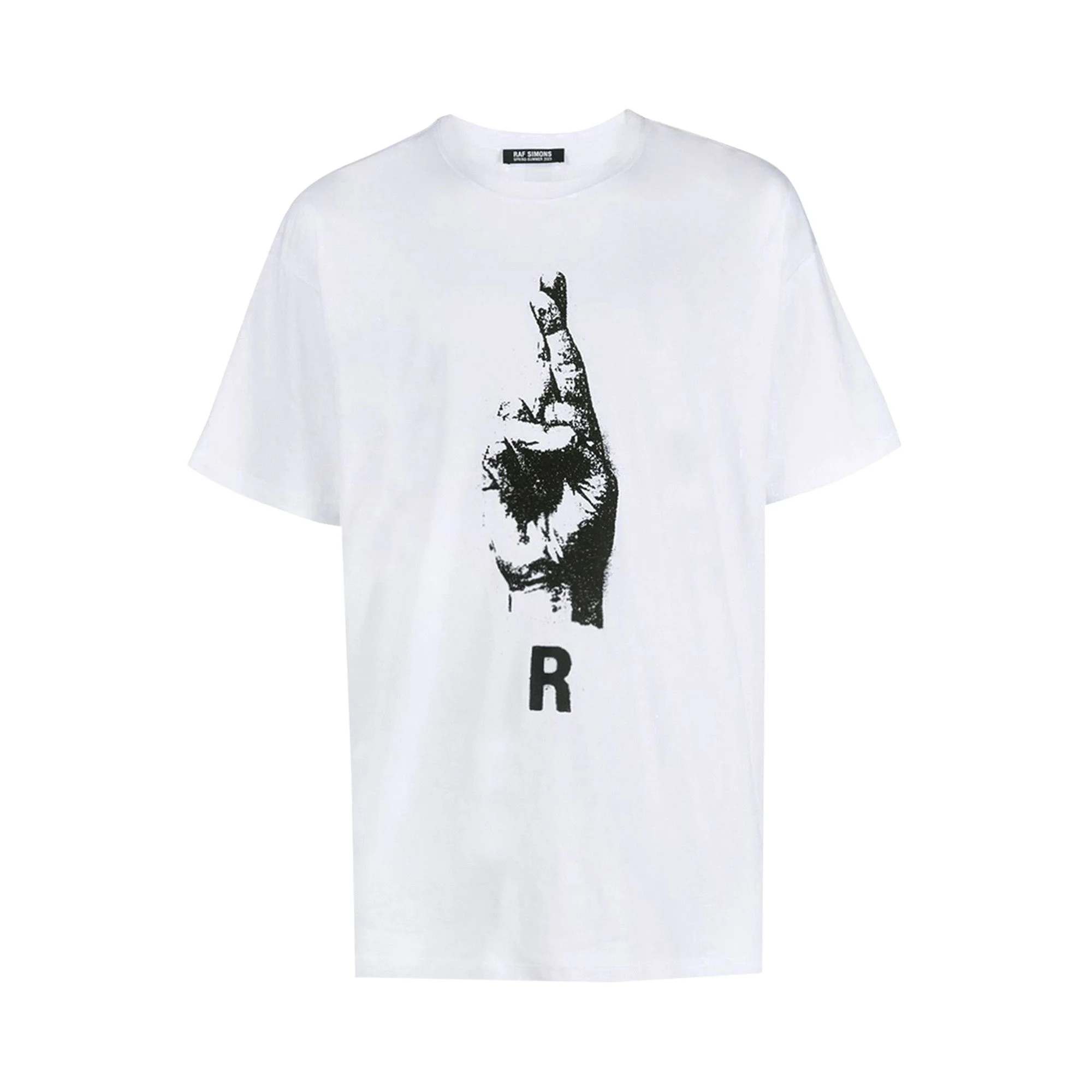 Raf Simons Oversized T-Shirt With Hand Sign Print 'White' - 1