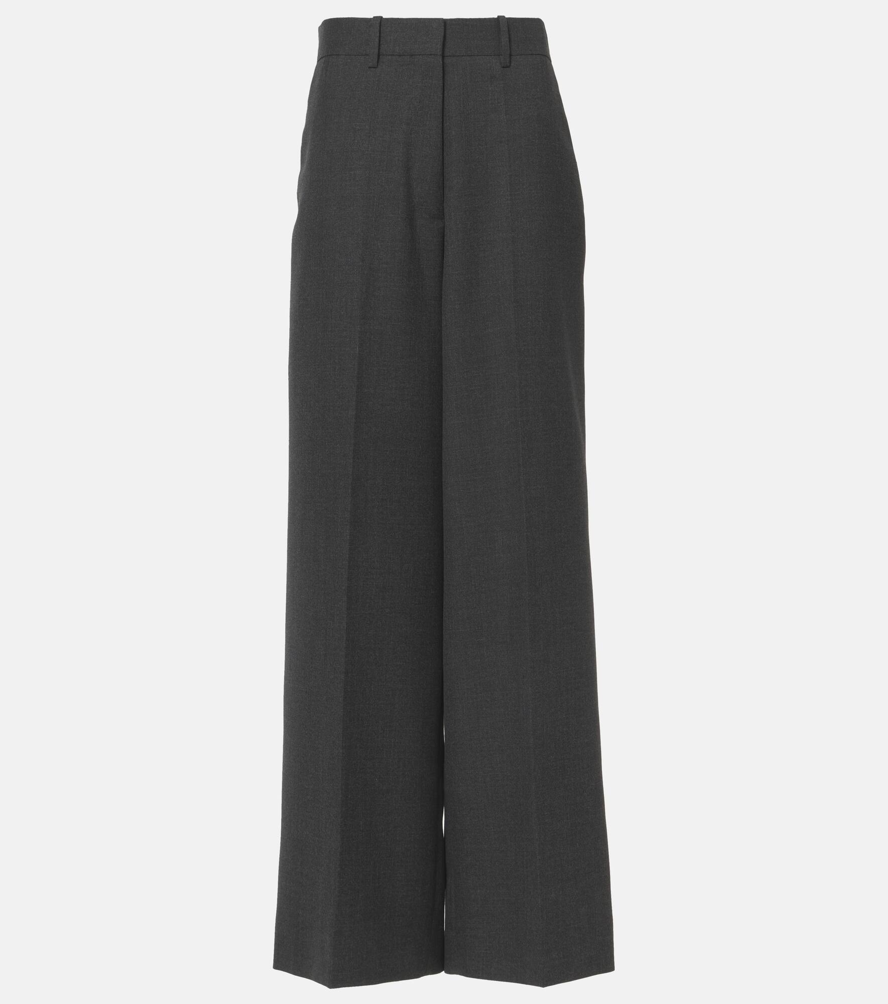 High-rise virgin wool wide-leg pants - 1