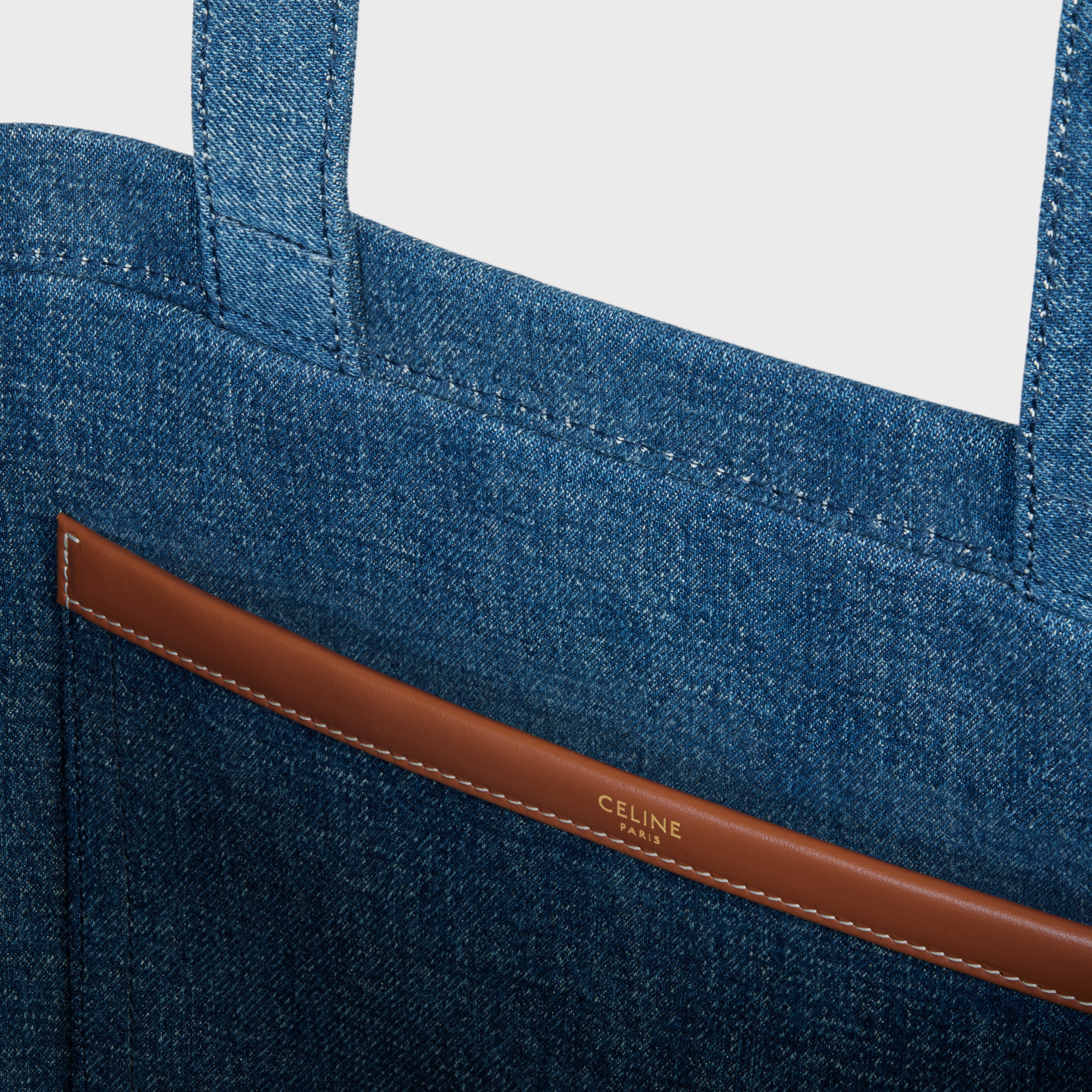Large Cabas Thais in DENIM with celine paris AND CALFSKIN - 4