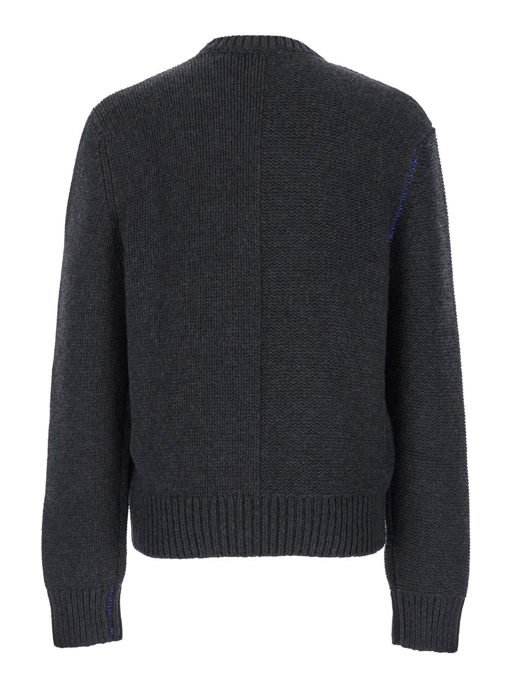 Burberry Men Grey Sweater With Equestrian Knight Jacquard Motif In Cashmere Man - 2