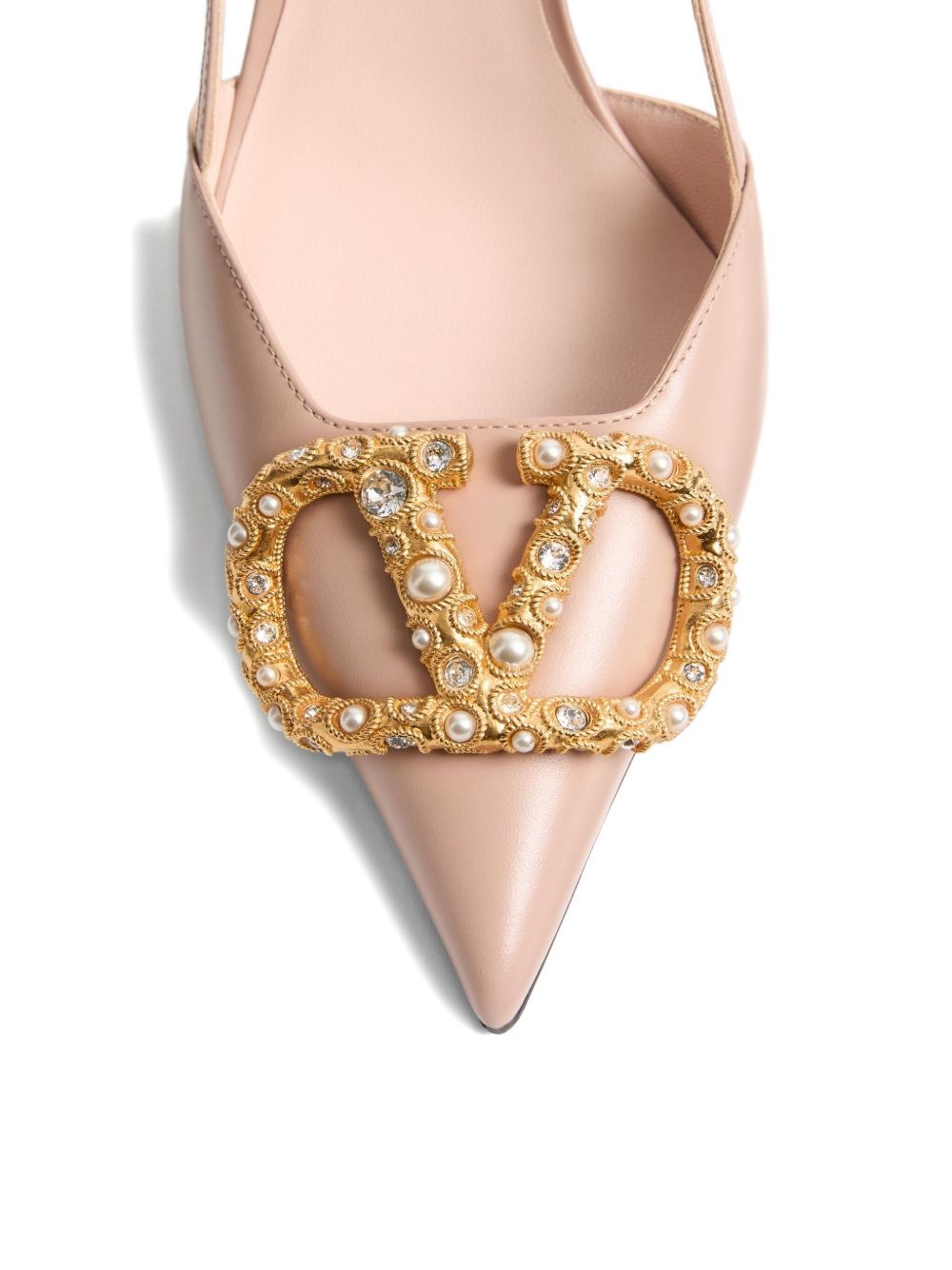 VLOGO SIGNATURE SLINGBACK CALFSKIN PUMP WITH JEWEL LOGO 80MM - 5
