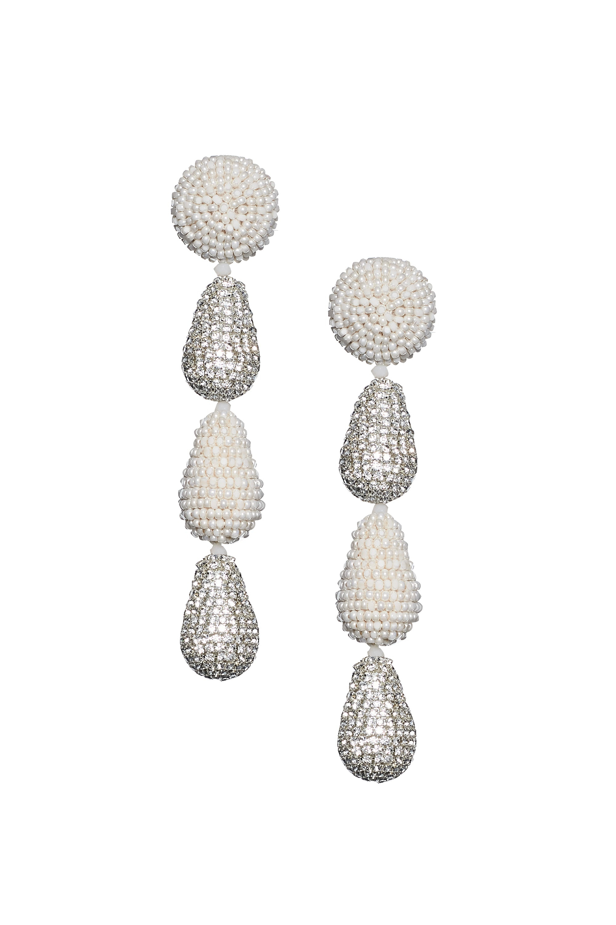 ELIZA EARRINGS - IVORY/CLEAR CRYSTALS - 1