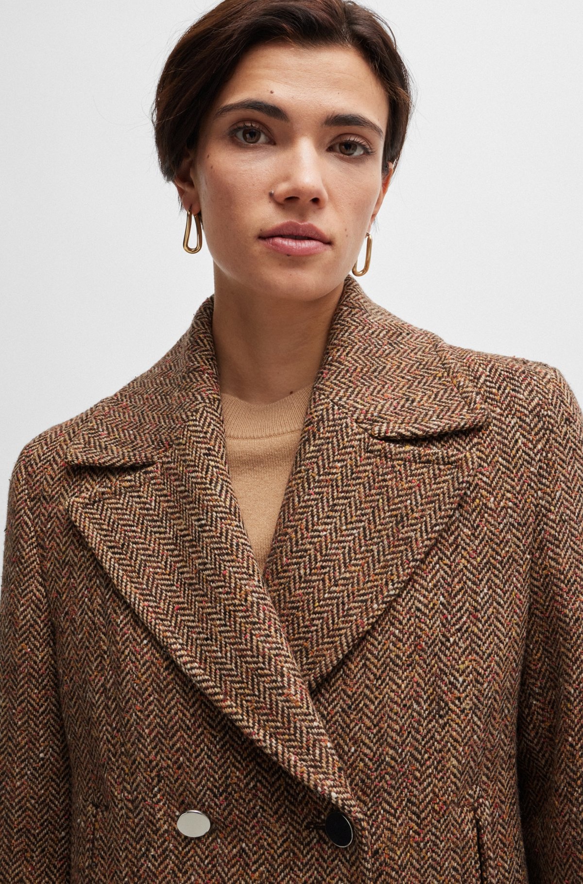 REGULAR-FIT DOUBLE-BREASTED COAT IN HERRINGBONE TWEED - 5