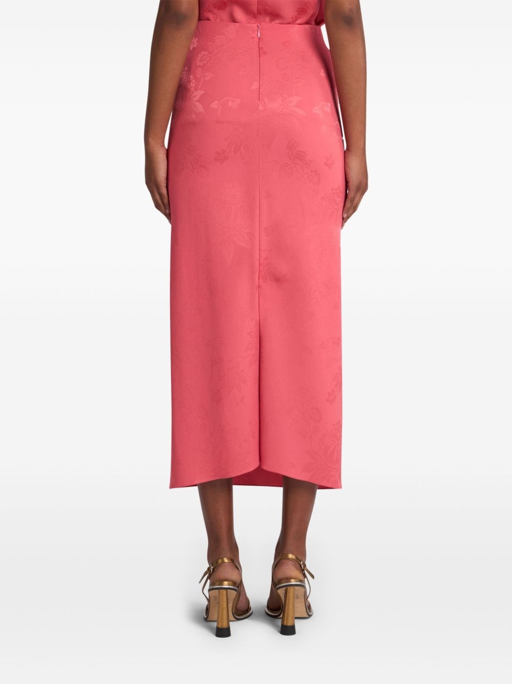 floral-jacquard midi skirt - 4