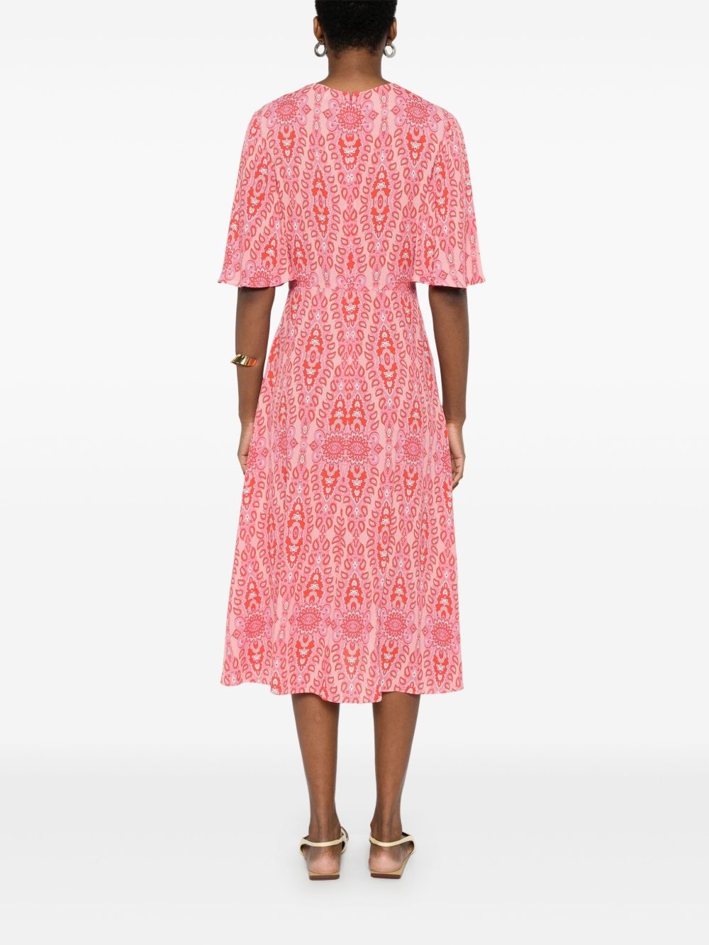 printed flared midi dress - 4