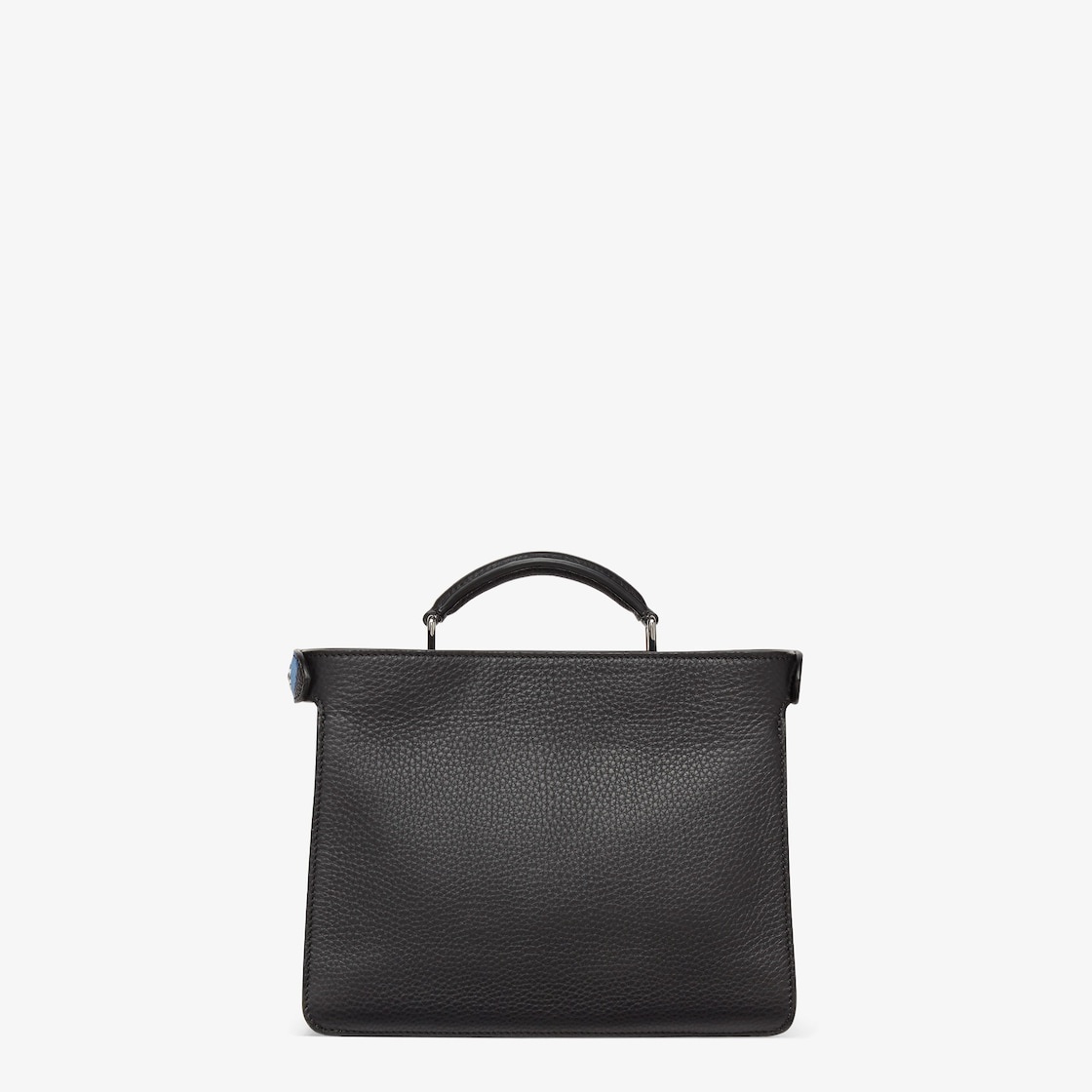 Small Peekaboo ISeeU bag made of black Cuoio Romano leather, printed with Cloud graphics in blue and - 4