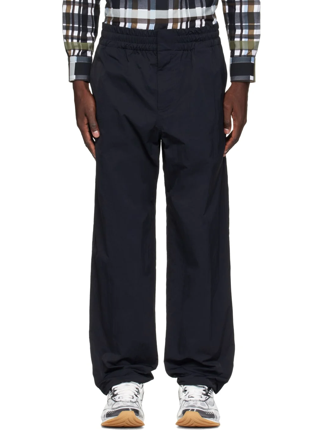 Black Elasticated Straight Track Pants - 1