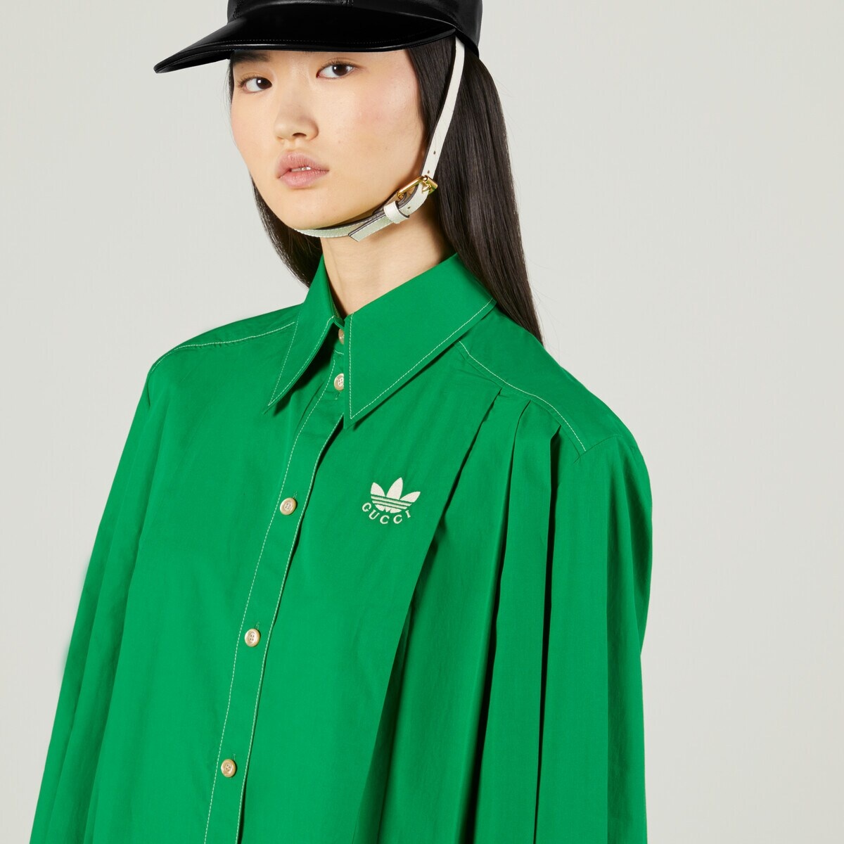 adidas x Gucci pleated cotton shirt - 4