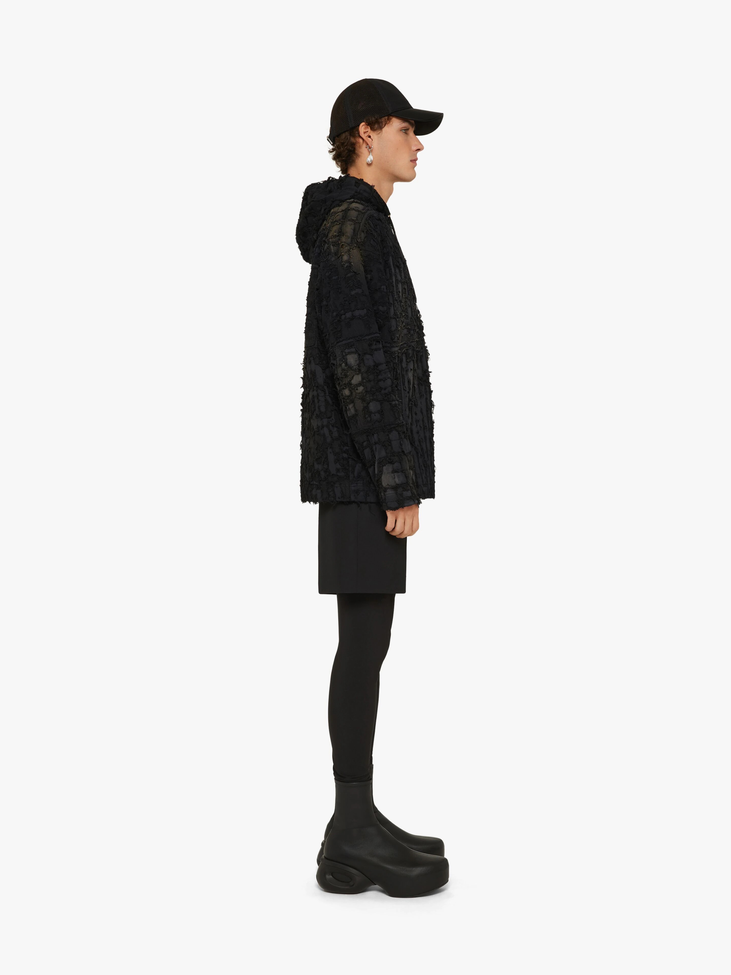 OVERSIZED HOODIE IN BORO EFFECT DESTROYED FELPA - 3