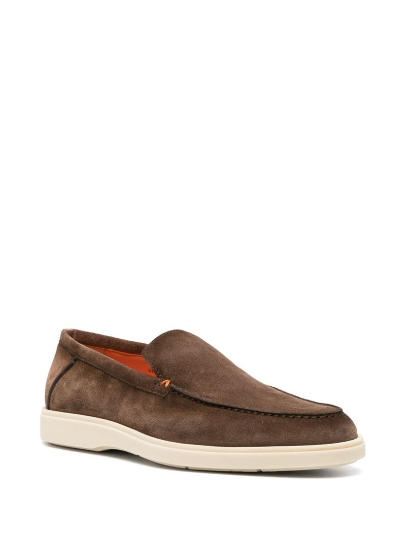 Santoni almond-toe suede loafers outlook